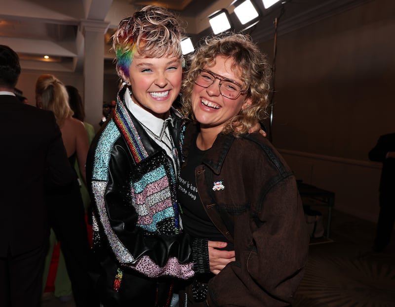 Jojo Siwa and Kath Ebbs at the 36th Annual GLAAD Media Awards held at The Beverly Hilton on March 27, 2025