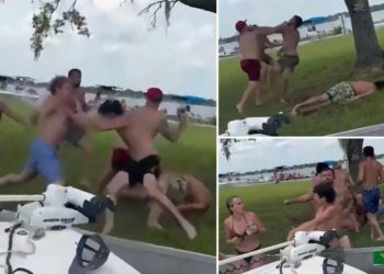 Wild daylight brawl breaks out among swimsuit-clad boaters at Florida lake in front of families, kids: video