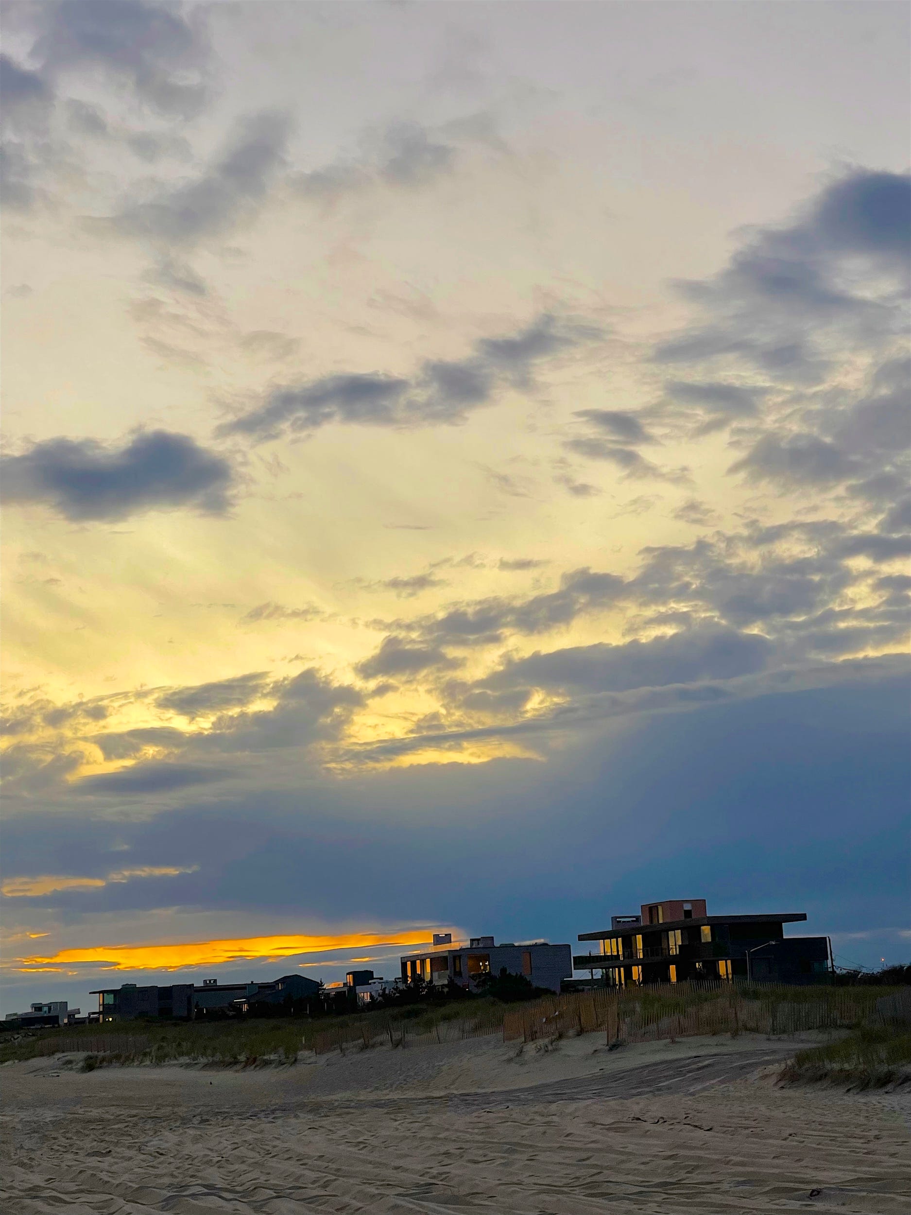 Sunset on the beach in Bridgehampton, New York.