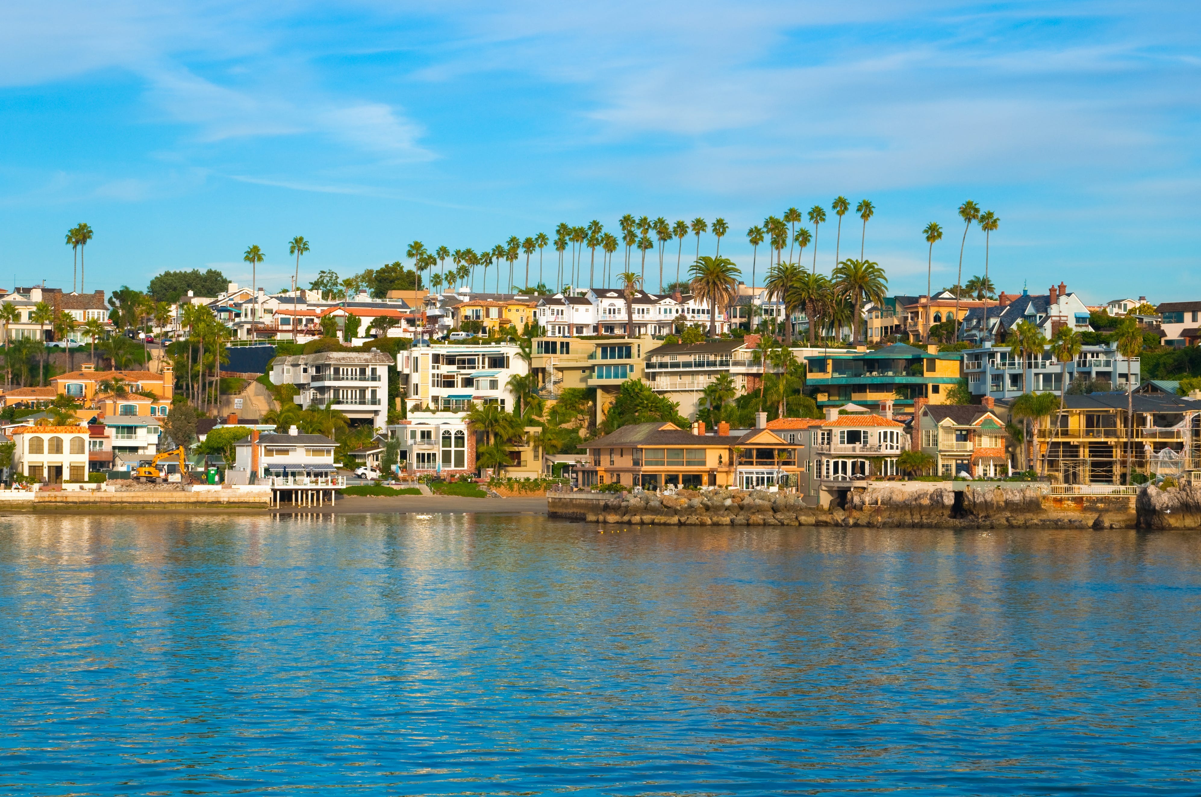 Homes along the water in Newport Beach, California.