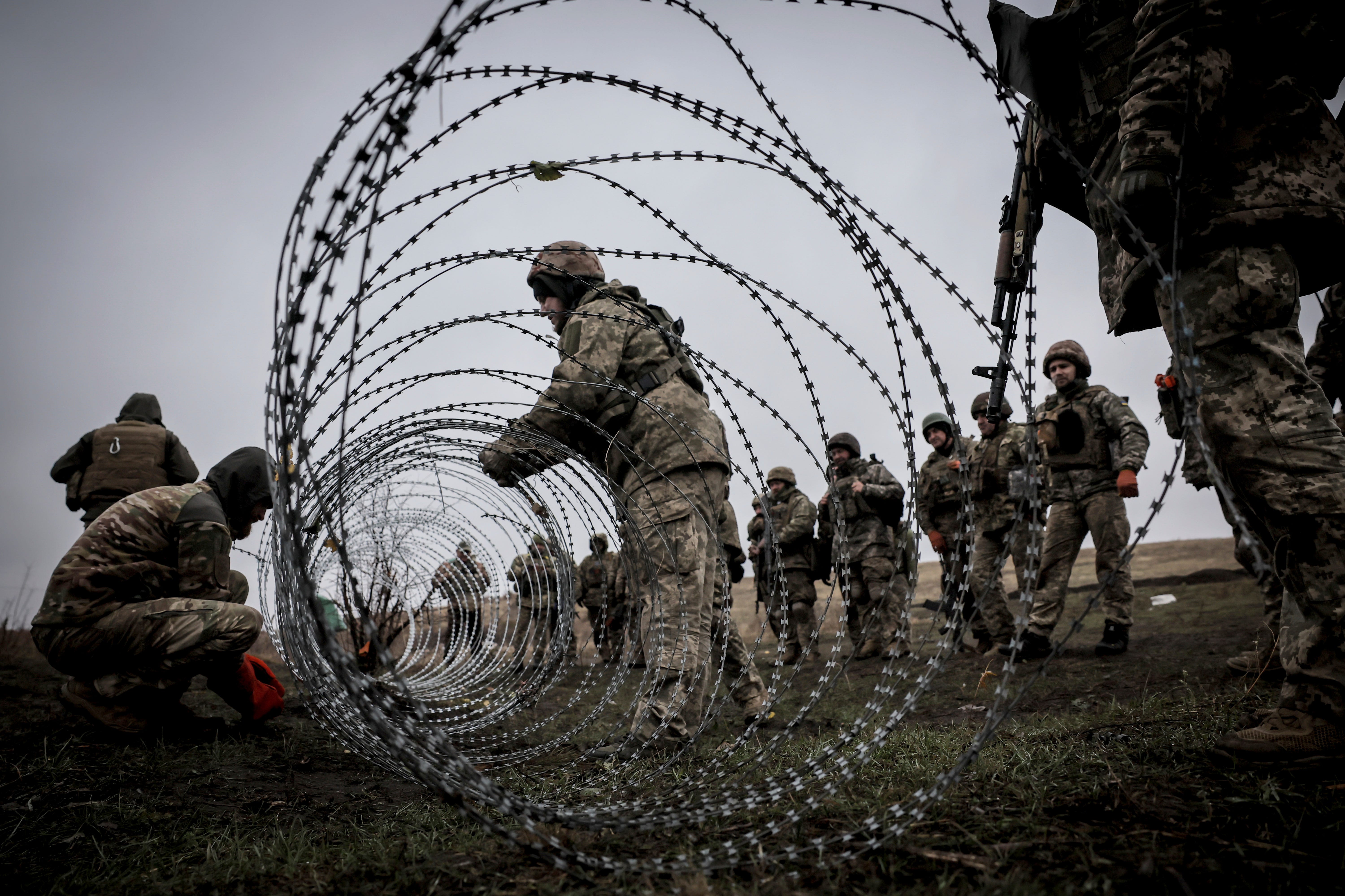 Servicemen of Ukraine's 24th Mechanized Brigade at a training field in Donetsk region, Ukraine, on November 6, 2024.
