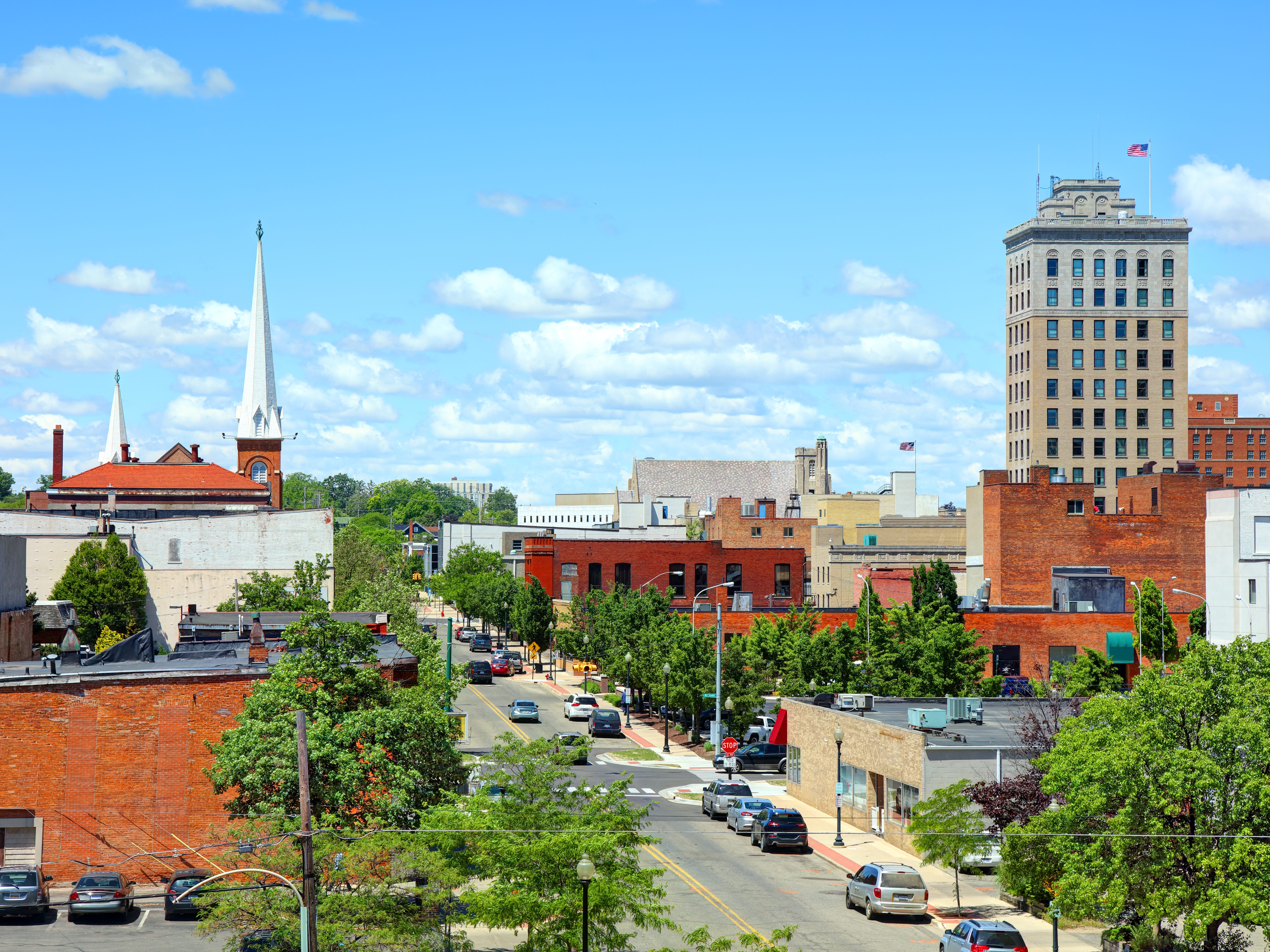 An aerial view of Jackson, Michigan.