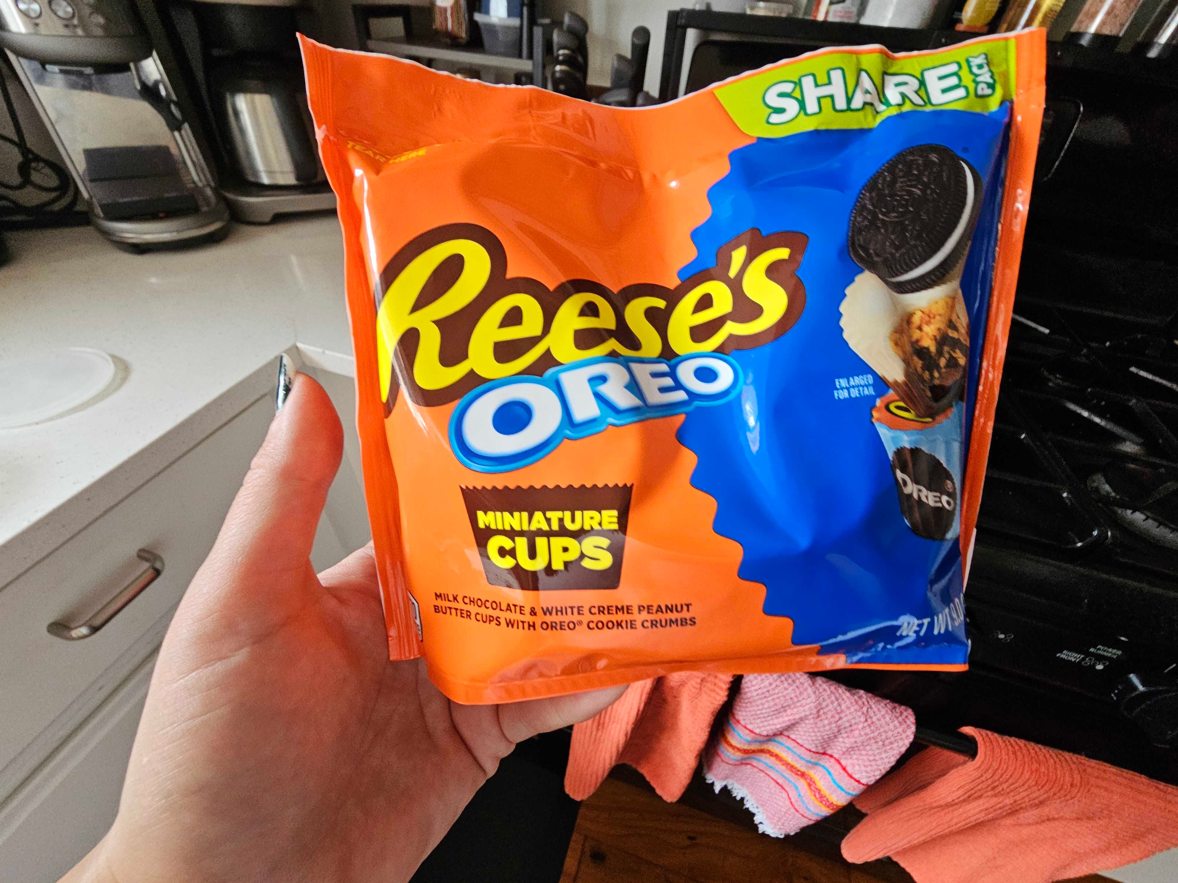 A pack of new mini Reese's Oreos.