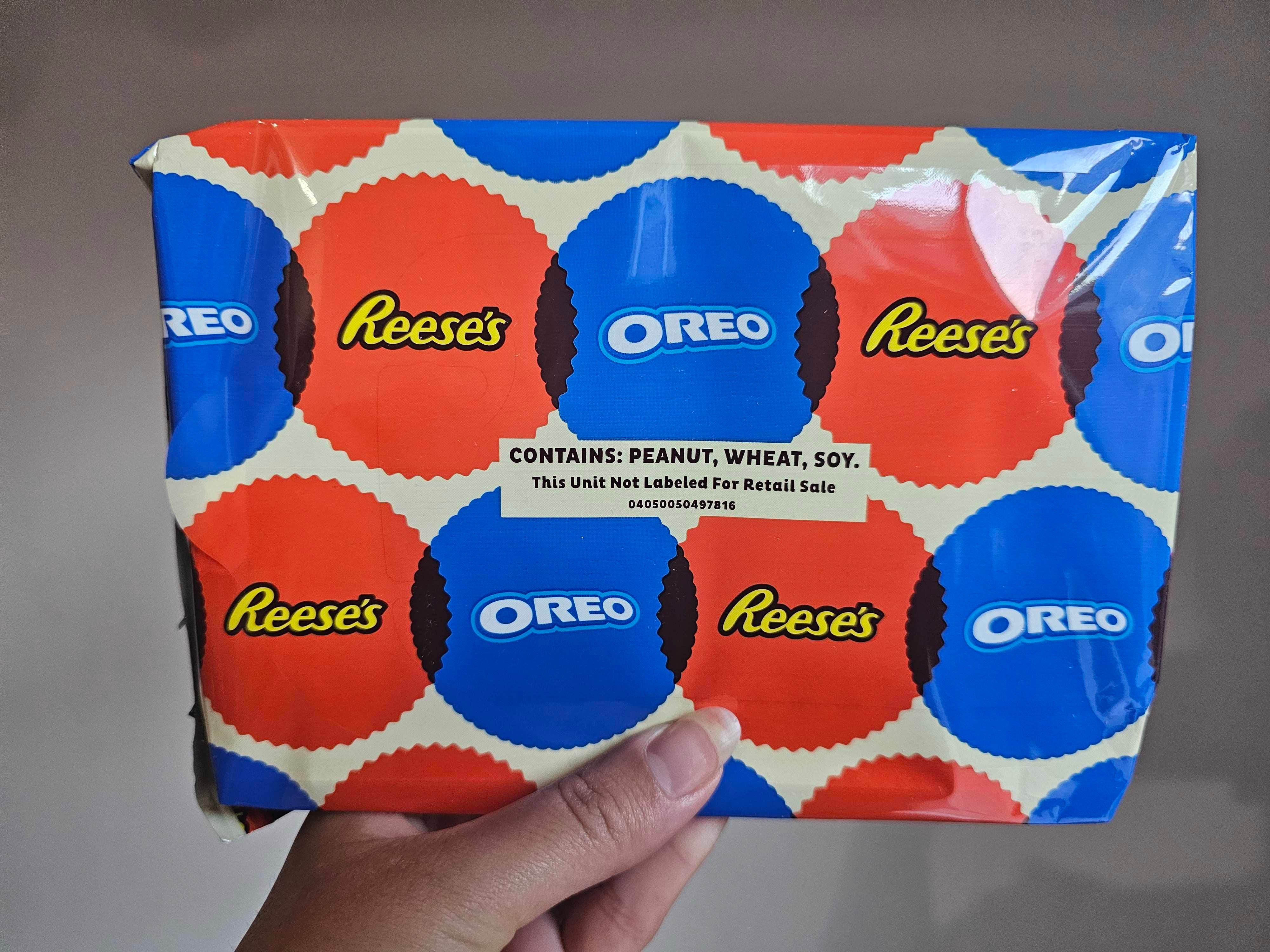 The packaging for the new Reese's flavored Oreo cookies
