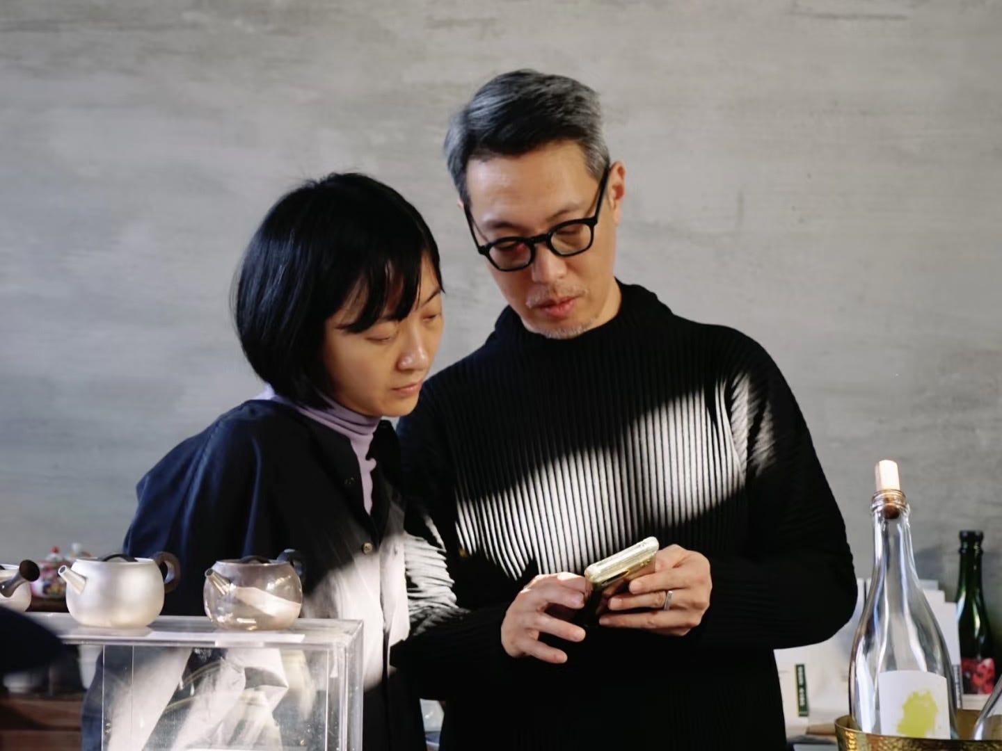 Shu Yu and Ki Won Yoon behind the bar at 010 Beijing Natural in Beijing.