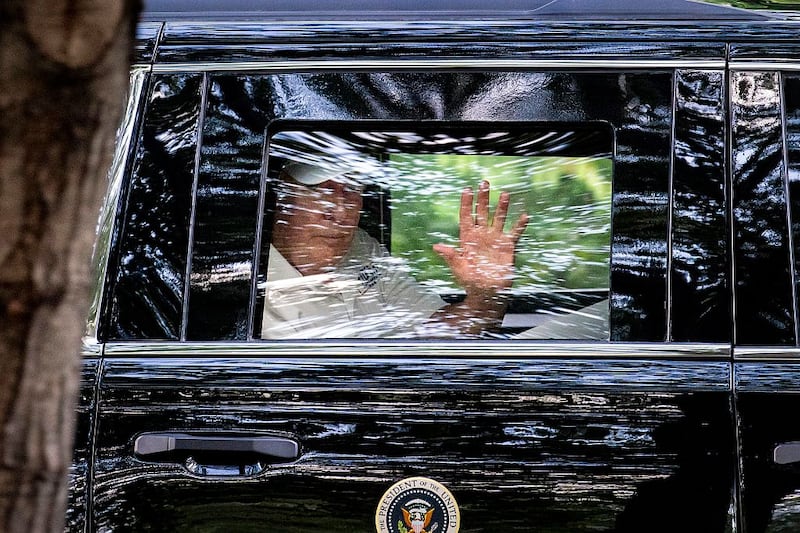STERLING, VA - SEPTEMBER 1: U.S. President Donald Trump departs Trump National Golf Club on September 1, 2025 in Sterling, Virginia. President Trump is remaining in the Washington, DC area for the Labor Day Weekend. (Photo by Al Drago/Getty Images)
