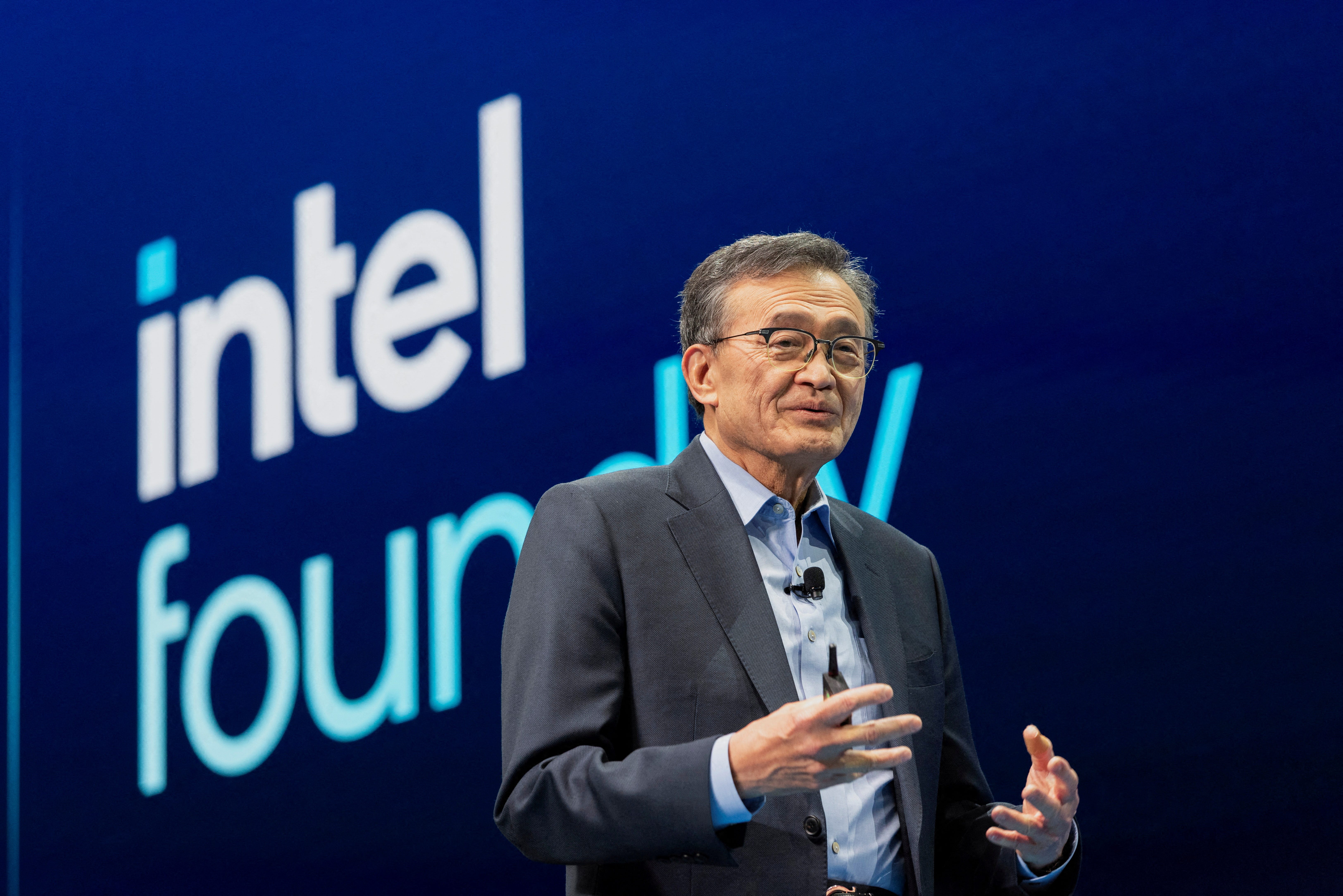 Intel's CEO Lip-Bu Tan speaks at the company's Annual Manufacturing Technology Conference in San Jose.