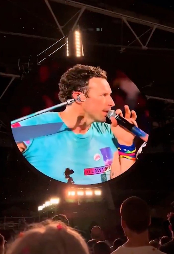 Chris Martin at London concert Sunday