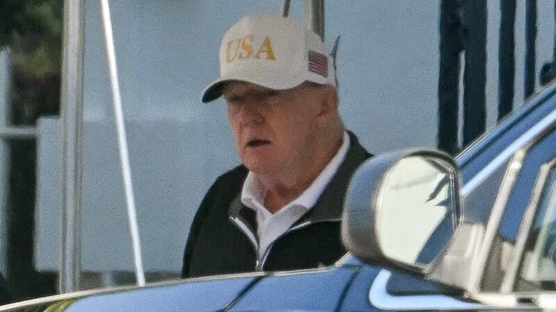 US President Donald Trump exits the White House and walks to his motorcade, en route to the Trump National Golf Club on September 1, 2025, in Washington, DC.