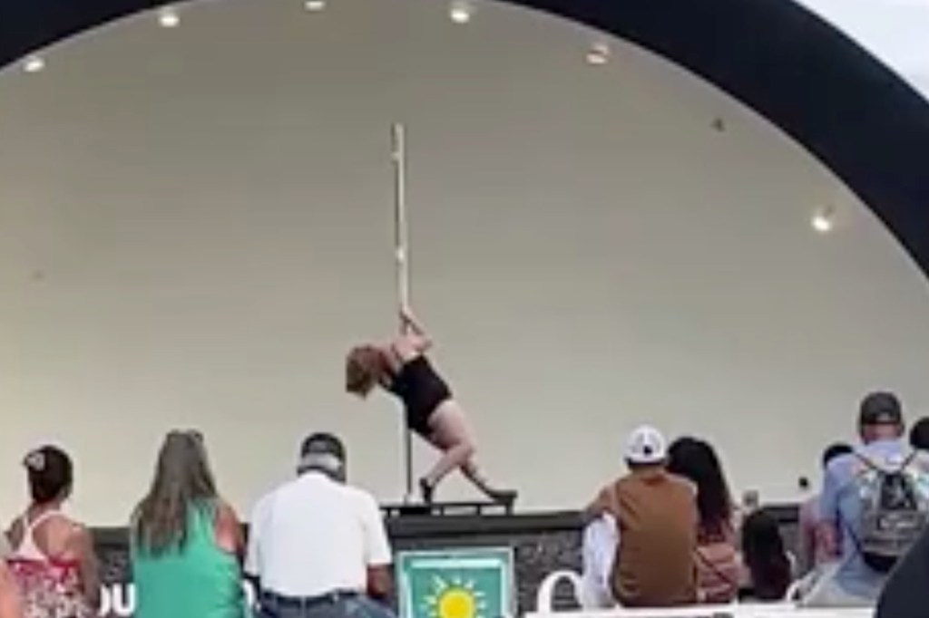 Pole dancer performing at the Colorado State Fair.