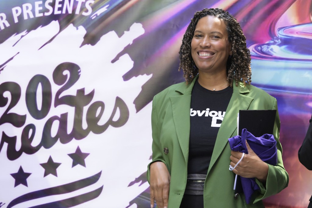 Mayor Muriel Bowser at the 202Creates Month kick-off.