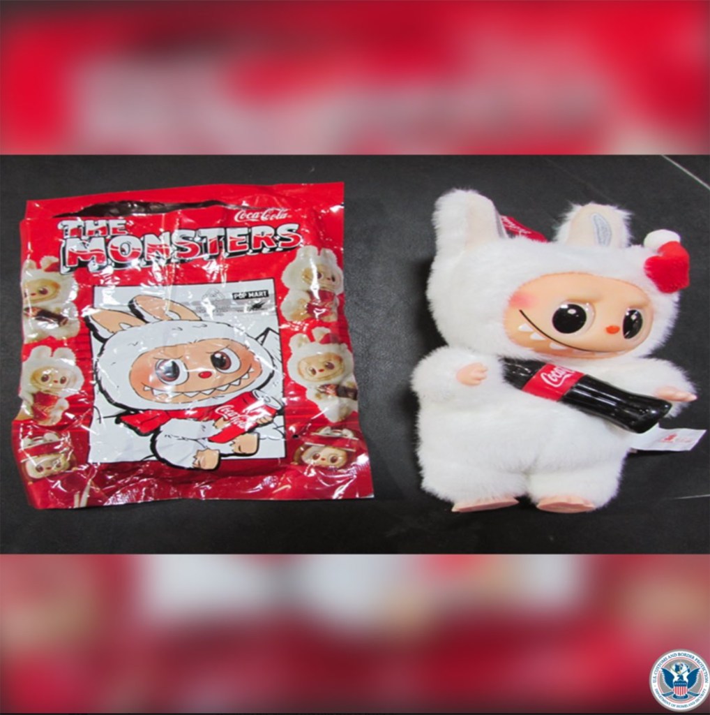 Confiscated counterfeit Labubu toys.