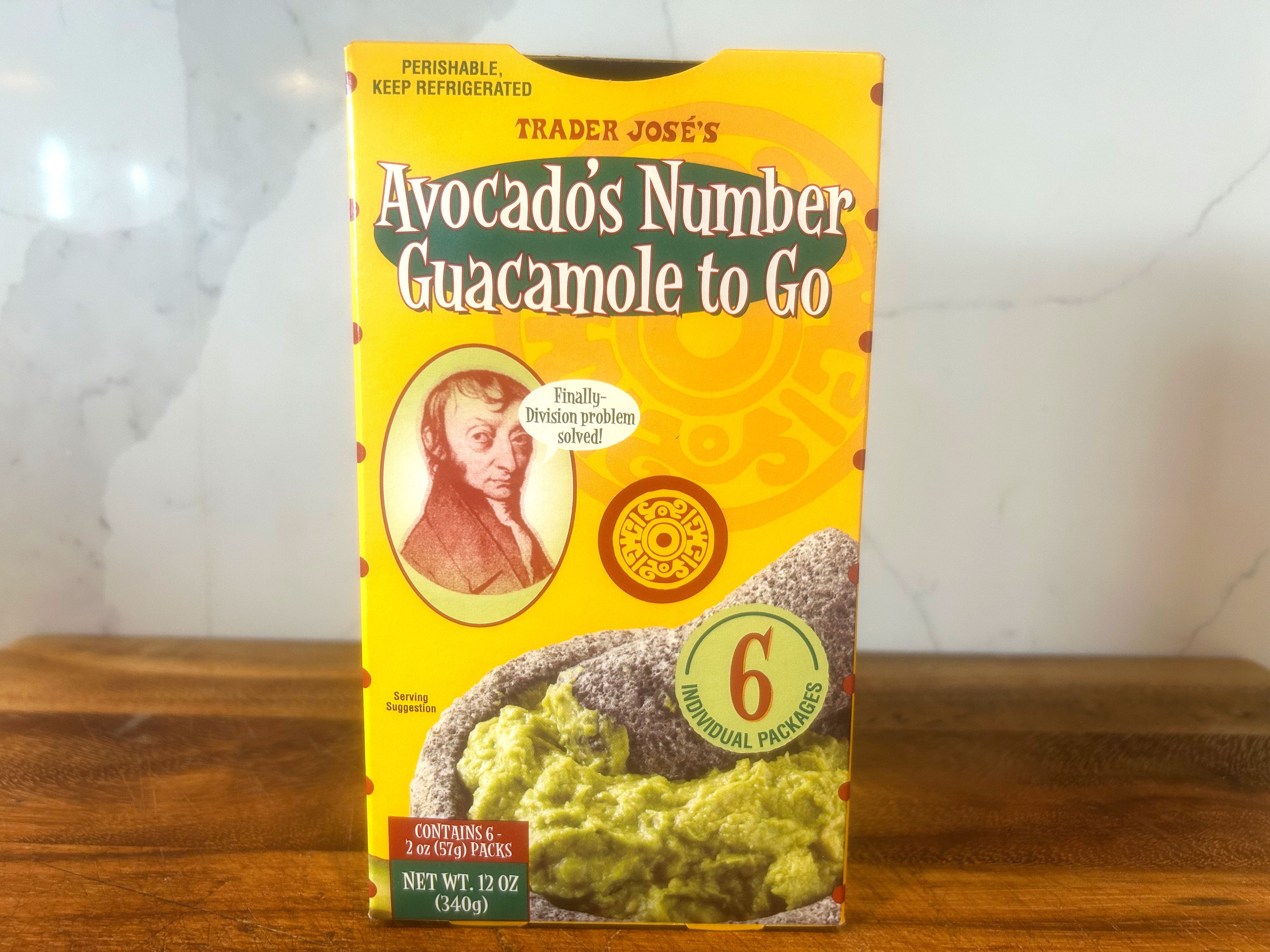 A box of Trader Joe's single-serve guacamole.