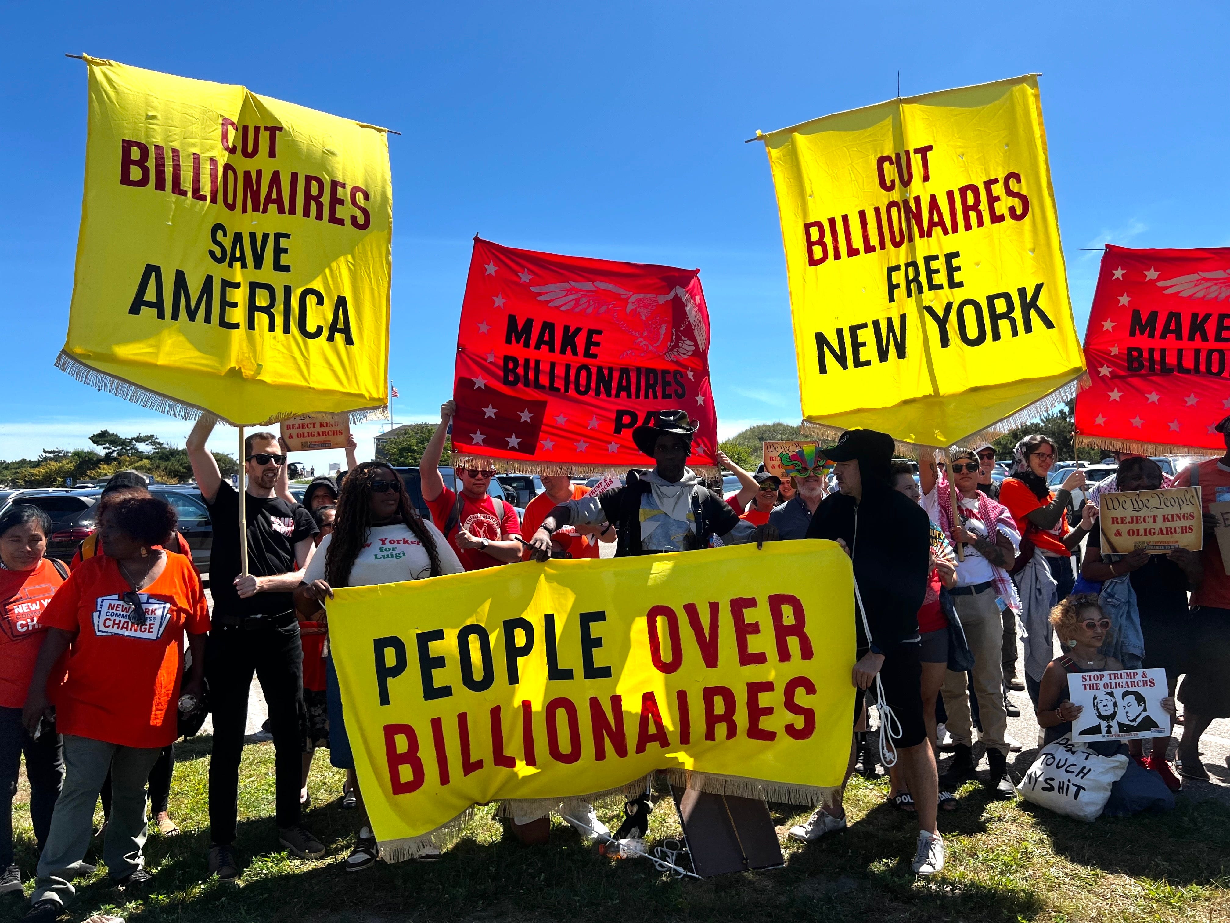 Protestors in the Hamptons