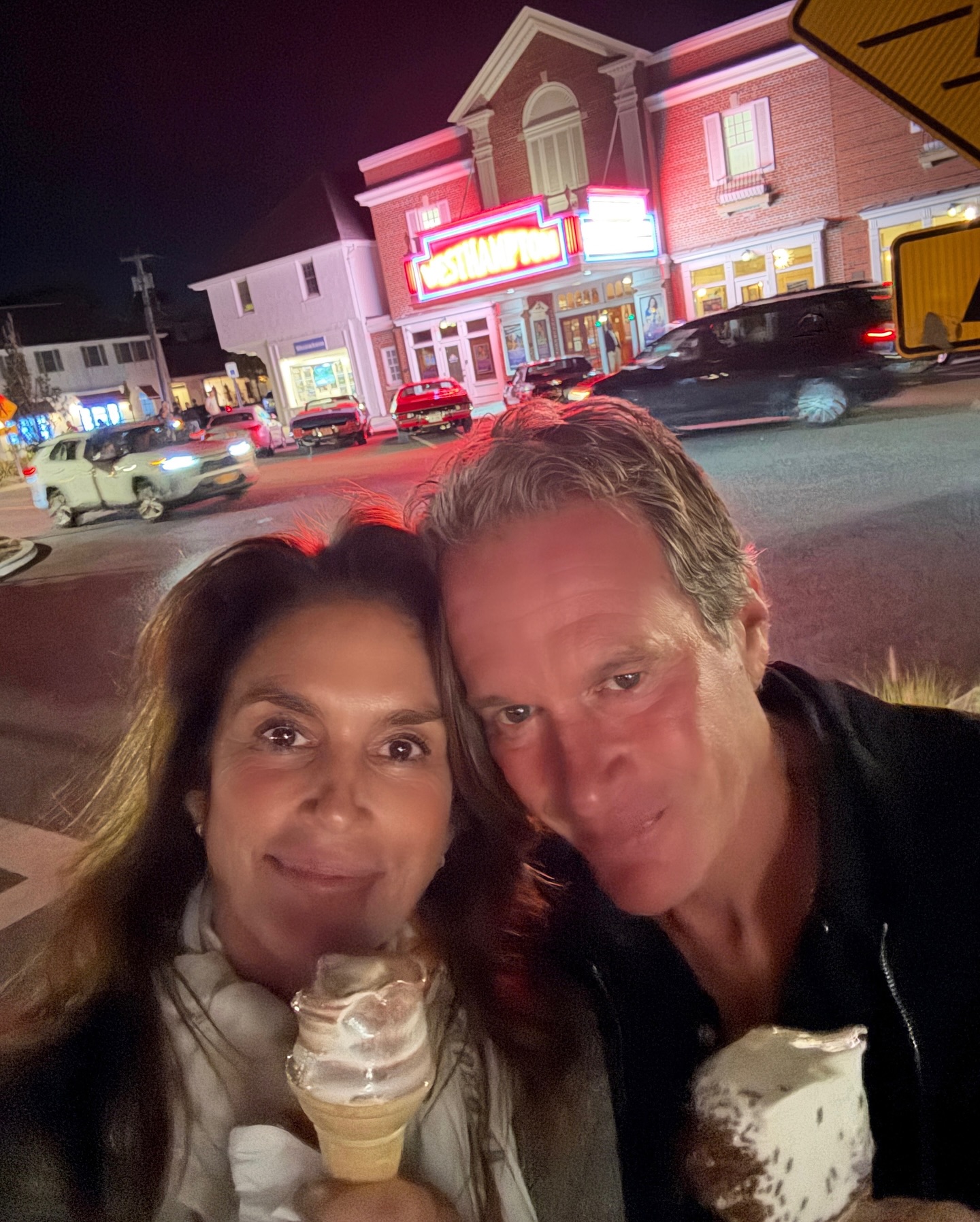 Cindy Crawford and Randy Gerber cool off with an ice cream cone.