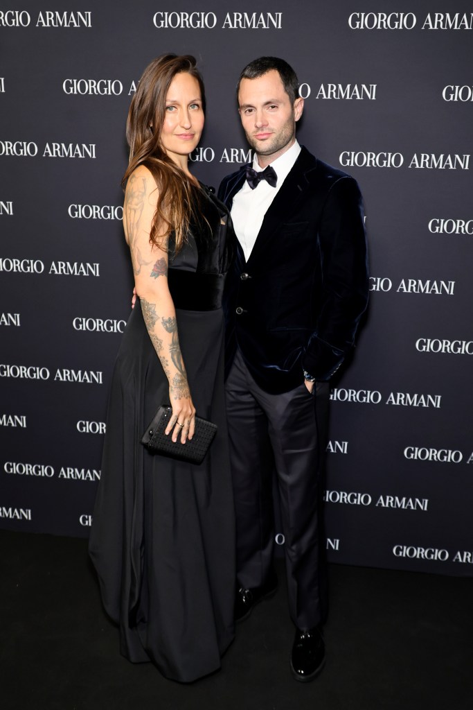 Penn Badgley and Domino Kirke in October 2024