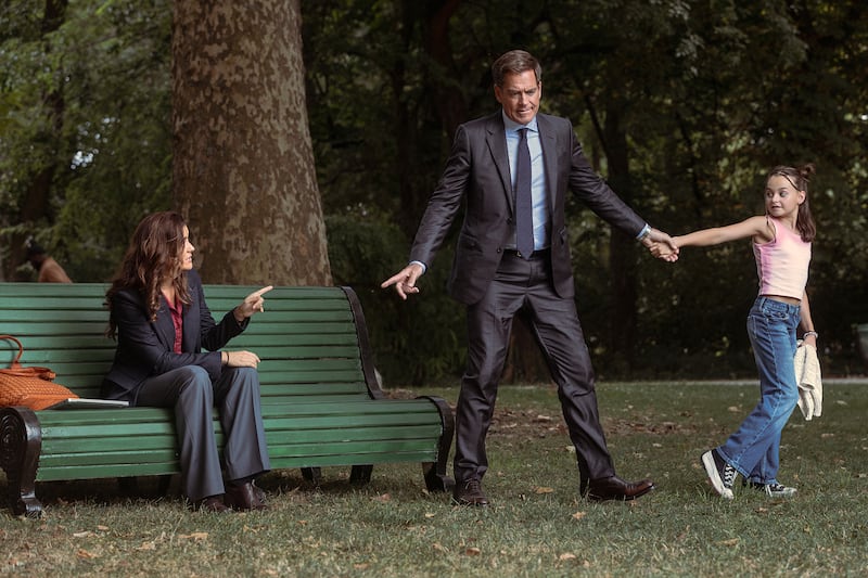 Cote De Pablo as Ziva David, Michael Weatherly as Tony Dinozzo and Isla Gie as Tali.