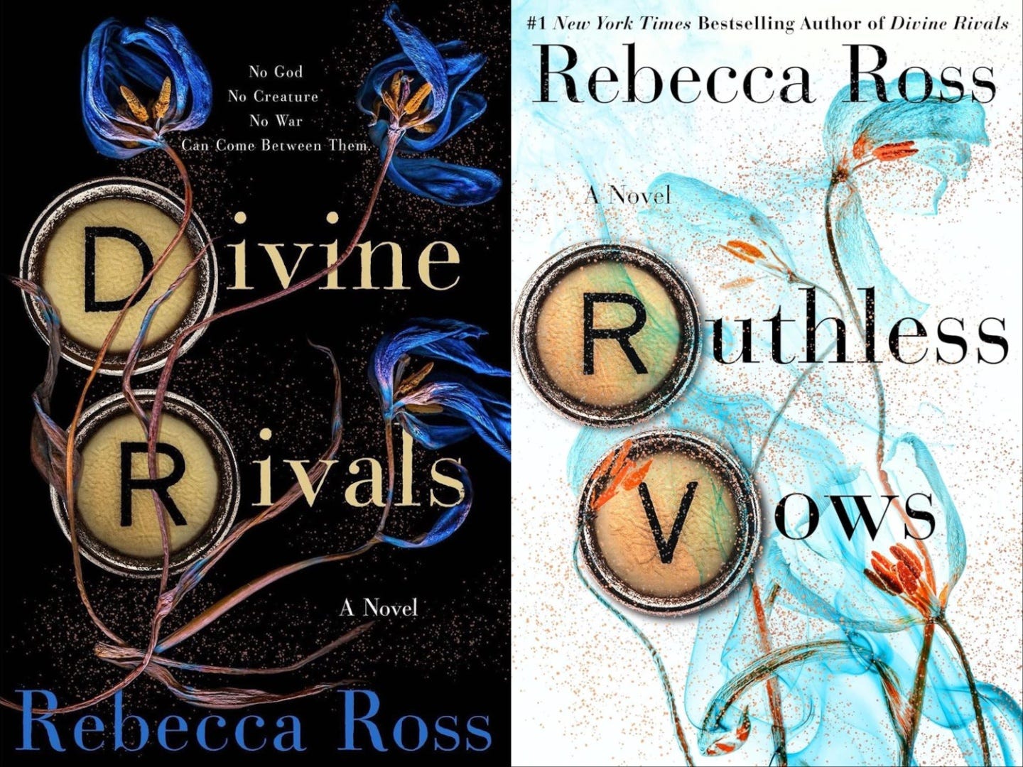 "Divine Rivals" and "Ruthless Vows" by Rebecca Ross.