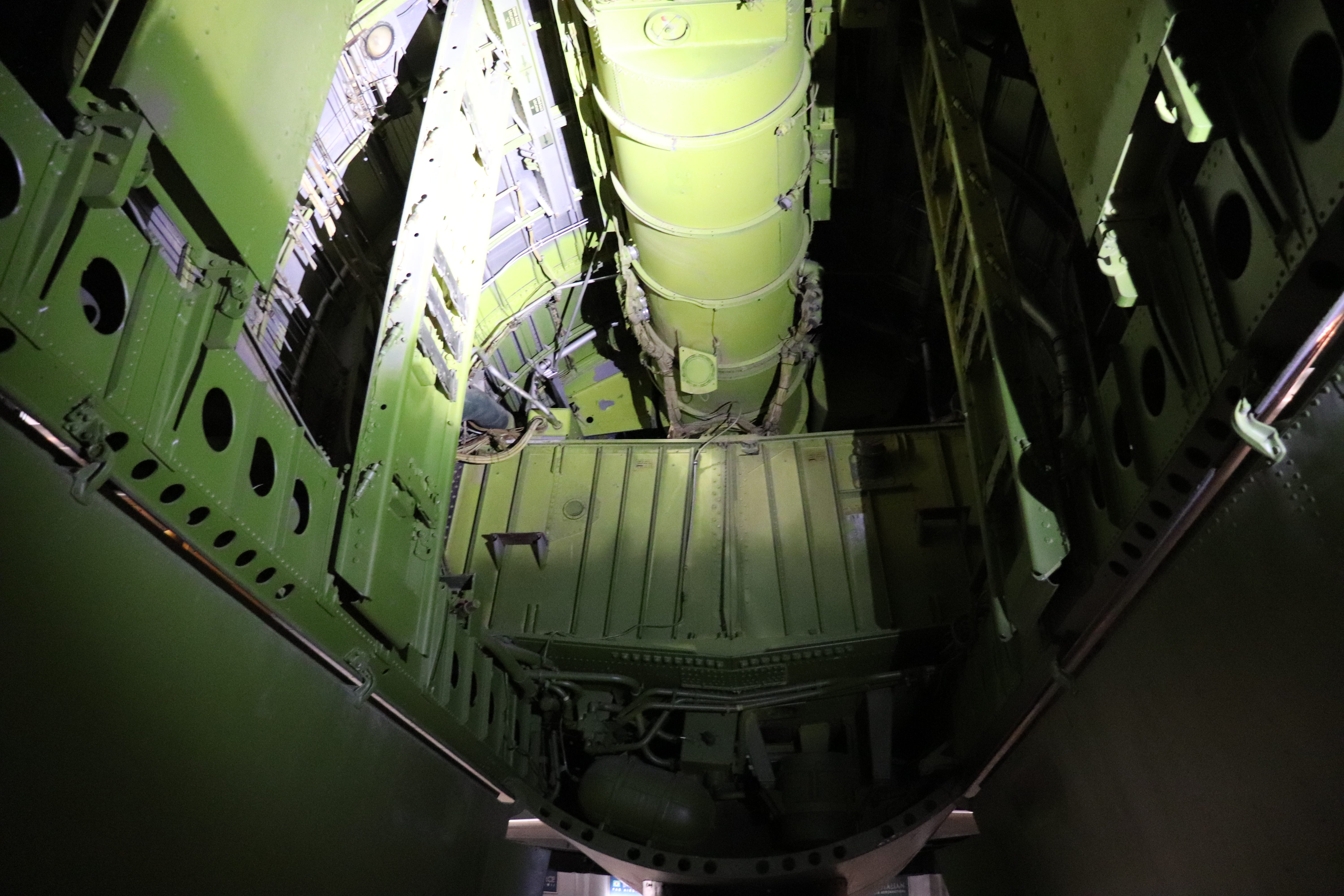 Where the Fat Man atomic bomb was kept on the Bockscar plane.