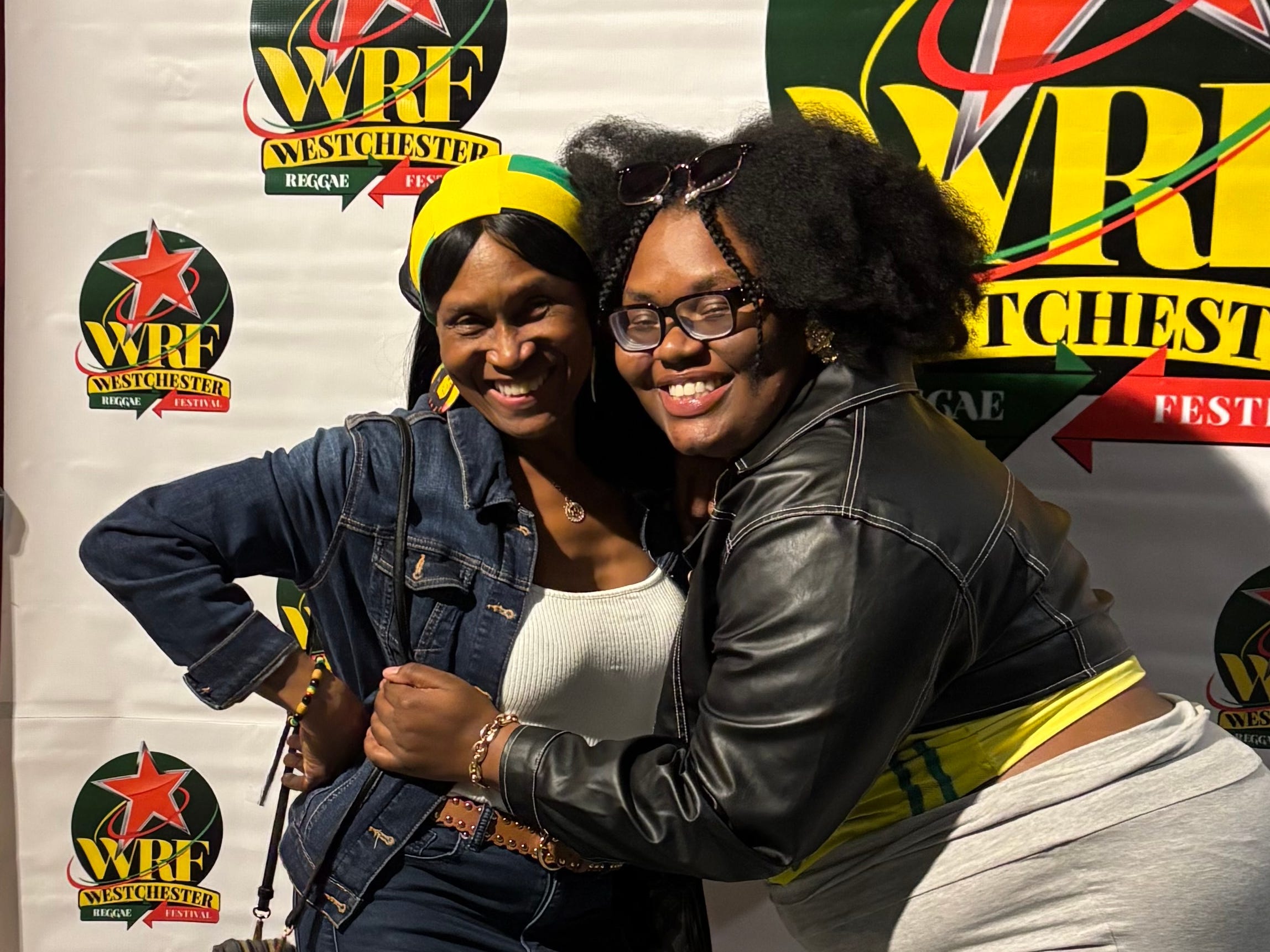 The author and her mother posing together at a festival.