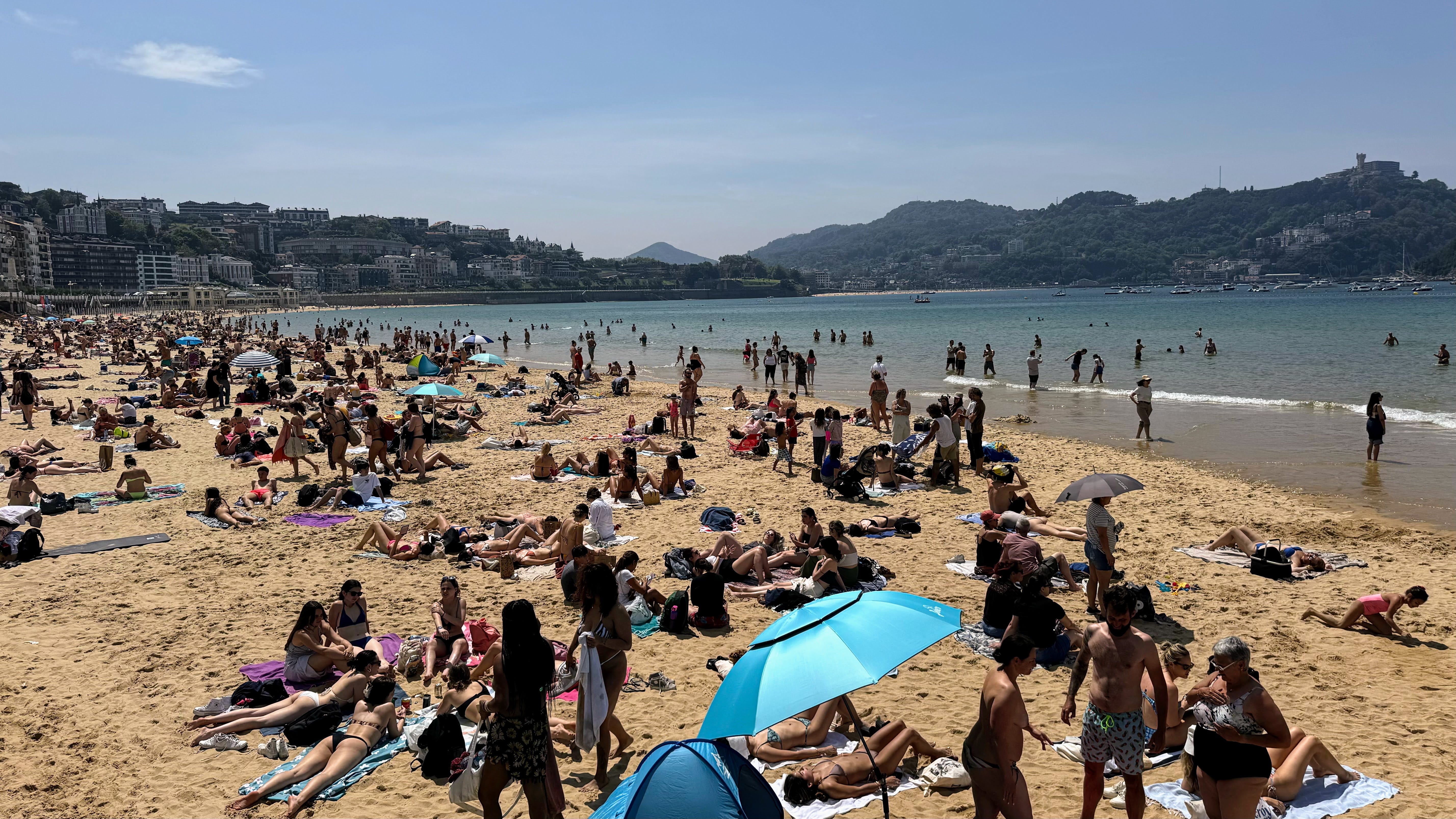 Crowds of people on beach
