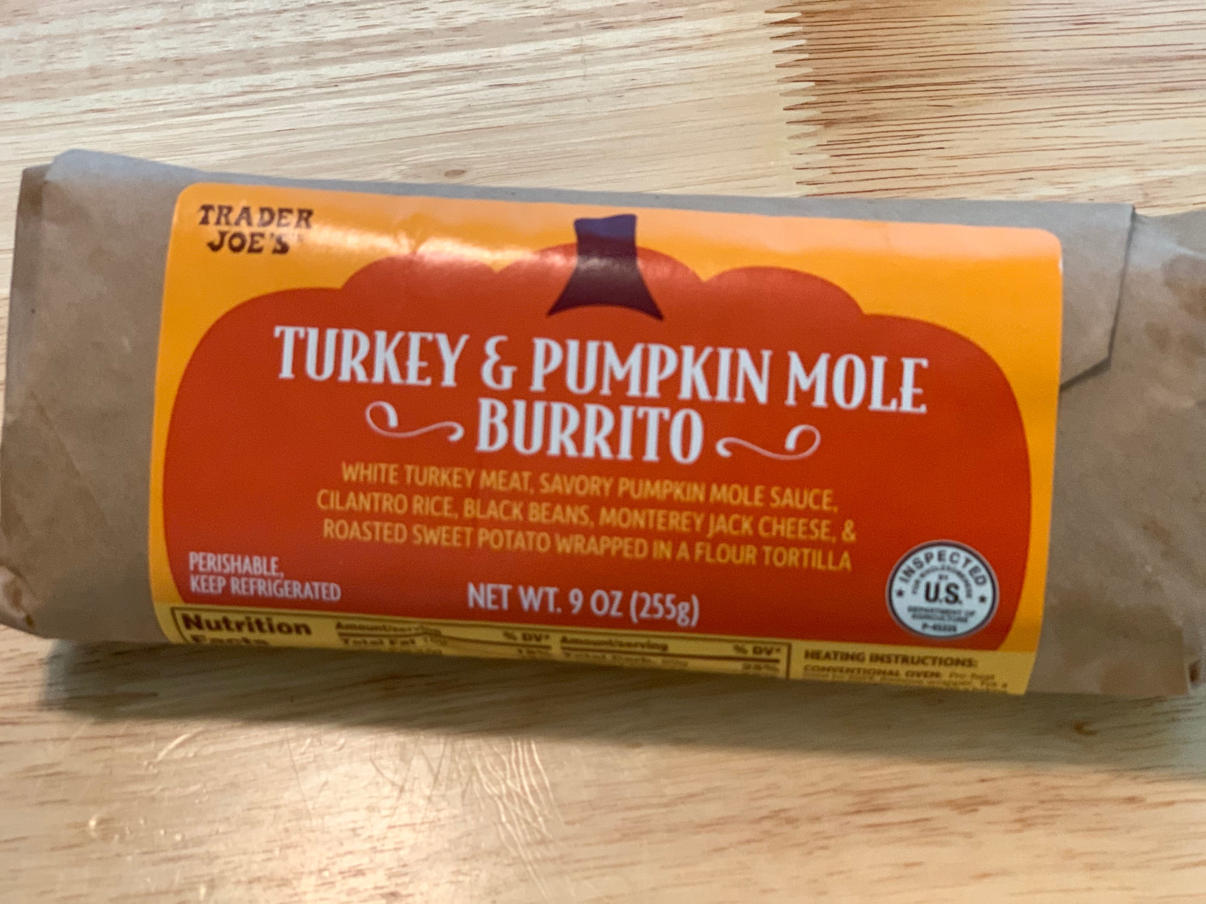 turkey and pumpkin mole burrito
