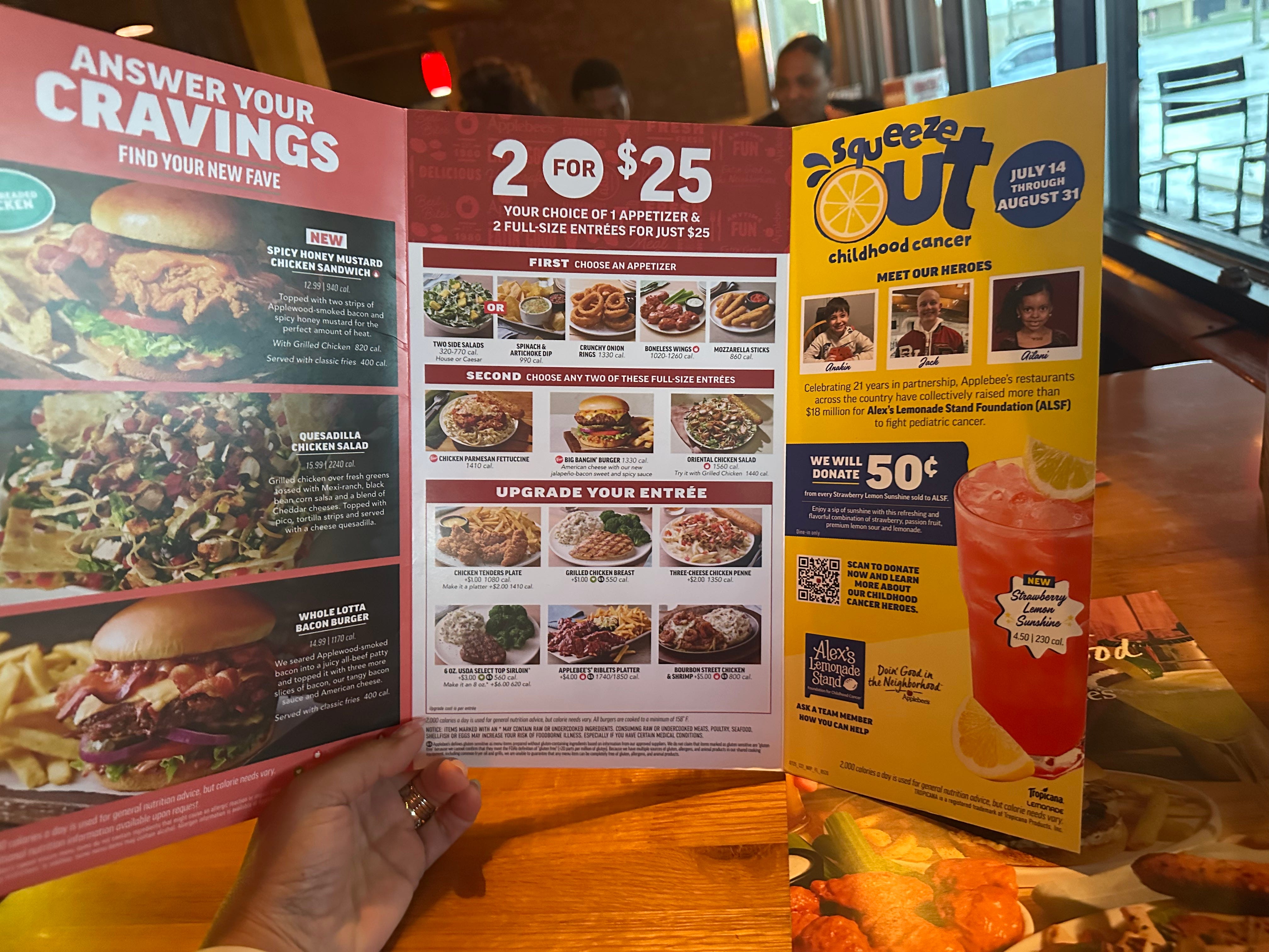 2 for 25 deal at Applebees in menu