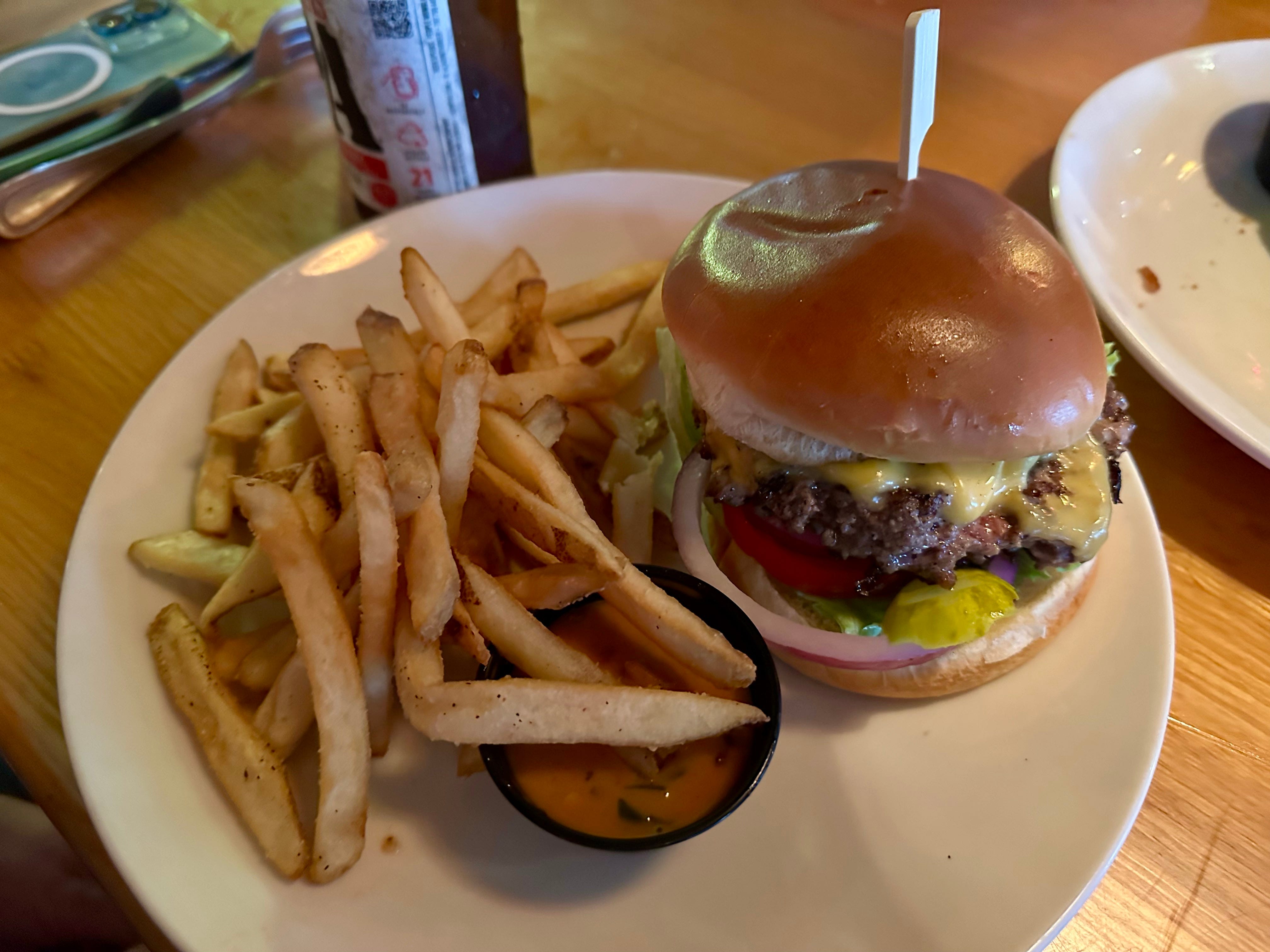 Burger with freis, sauce