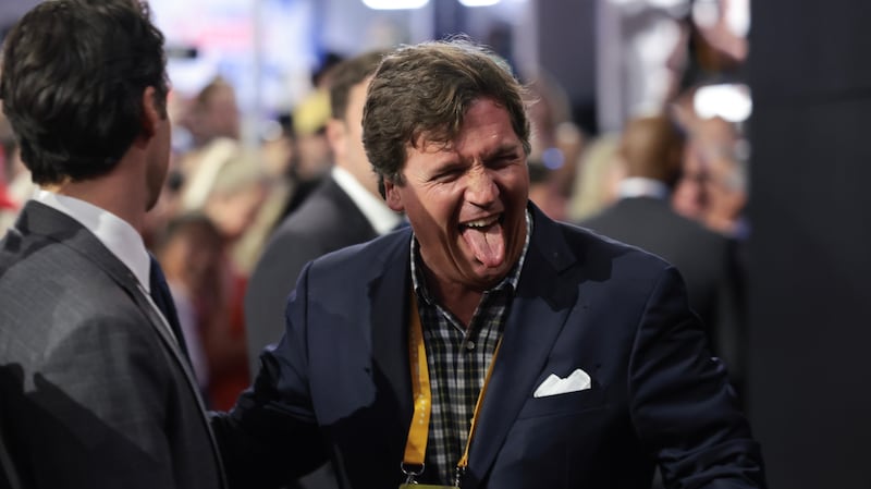 MILWAUKEE, WISCONSIN - JULY 15: Tucker Carlson attends the first day of the Republican National Convention at the Fiserv Forum on July 15, 2024 in Milwaukee, Wisconsin. Delegates, politicians, and the Republican faithful are in Milwaukee for the annual convention, concluding with former President Donald Trump accepting his party's presidential nomination. The RNC takes place from July 15-18.