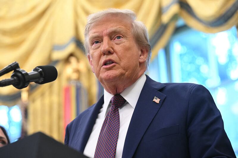 US President Donald Trump speaks in the Oval Office of the White House in Washington, DC, on September 2, 2025. Trump announced that US Space Command will move its headquarters from Colorado to Alabama. (Photo by SAUL LOEB / AFP) (Photo by SAUL LOEB/AFP via Getty Images)