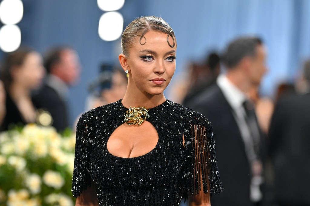 US actress Sydney Sweeney arrives for the 2025 Met Gala