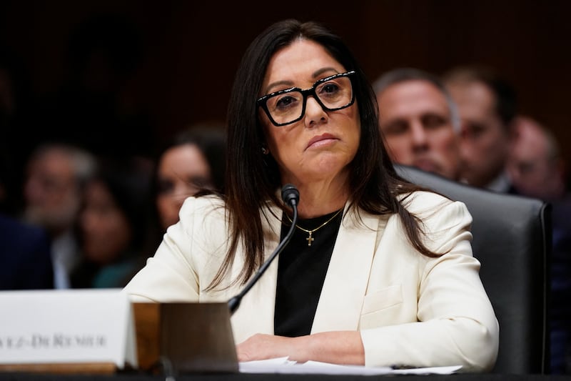 Lori Chavez-DeRemer, U.S. President Trump’s nominee to be secretary of labor, testifies before a Senate Health, Education, Labor, and Pensions (HELP) Committee confirmation hearing on Capitol Hill in Washington, D.C., U.S., February 19, 2025. REUTERS/Kent Nishimura
