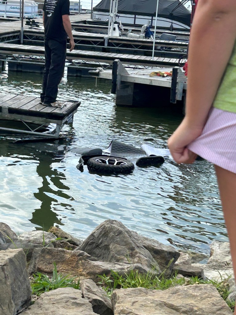 Submerged golf cart at Atwood Lake.