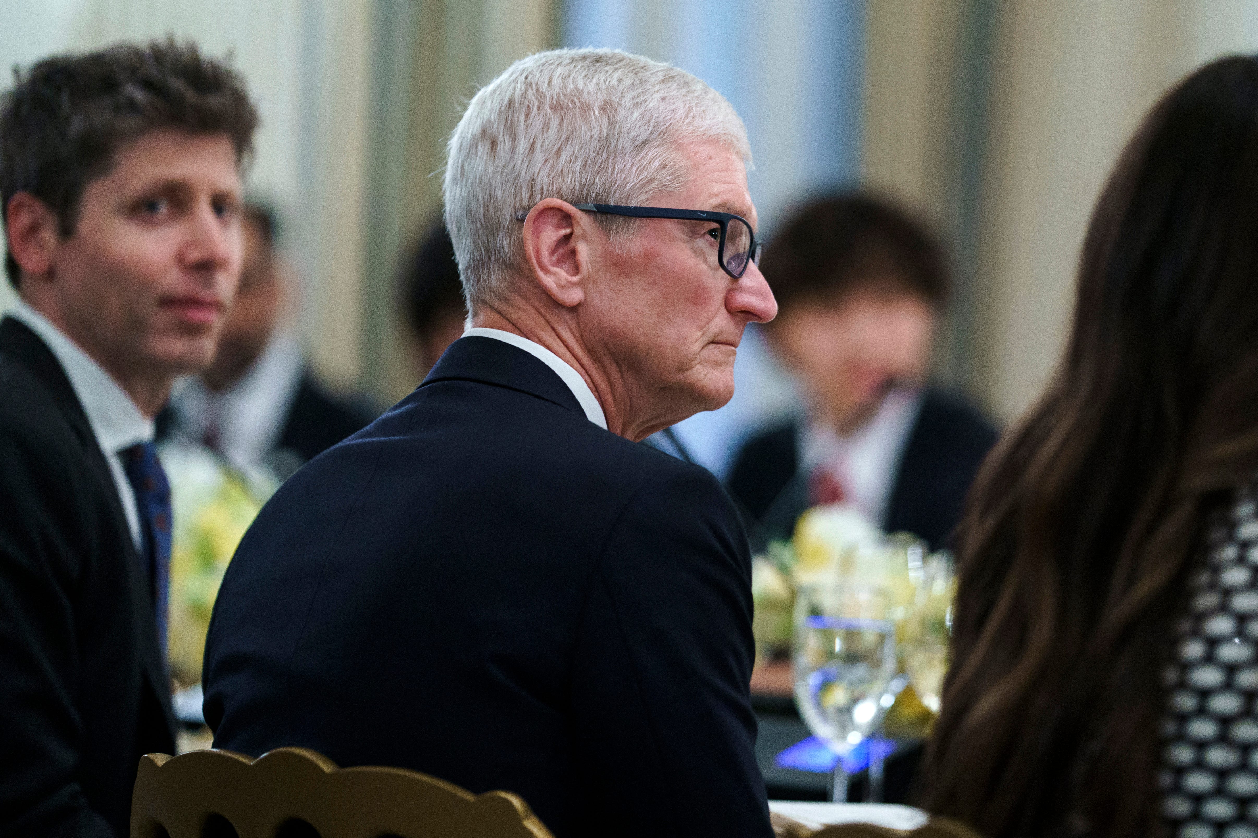 Tim Cook, CEO of Apple during a dinner hosted by US President Donald Trump with US tech leaders at the White House, Washington, DC, USA, 04 September 2025. EPA/WILL OLIVER/POOL
