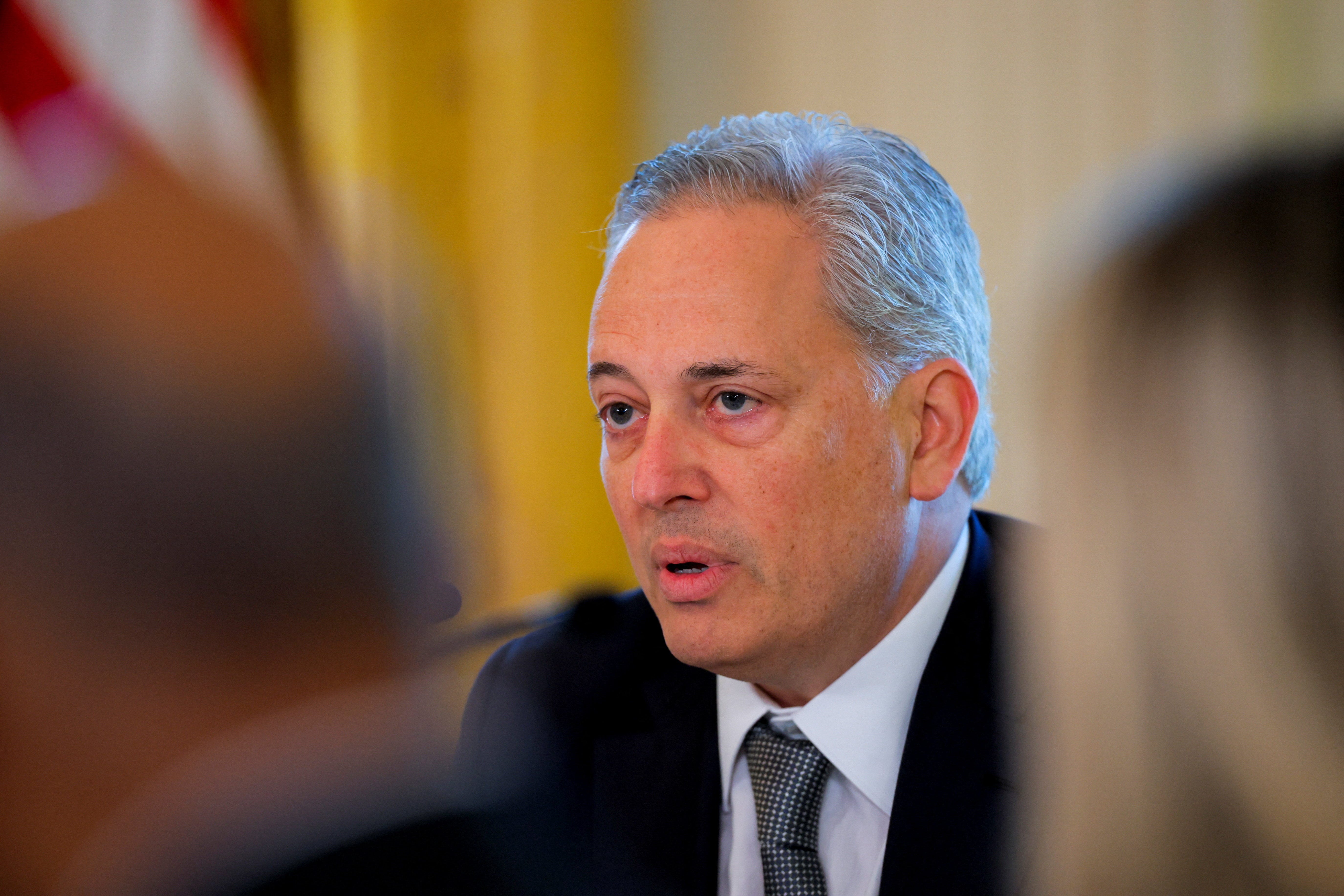 David Sacks, White House AI and Crypto Czar, attends a meeting of the White House Task Force on Artificial Intelligence (AI) Education in the East Room at the White House in Washington, D.C., U.S.