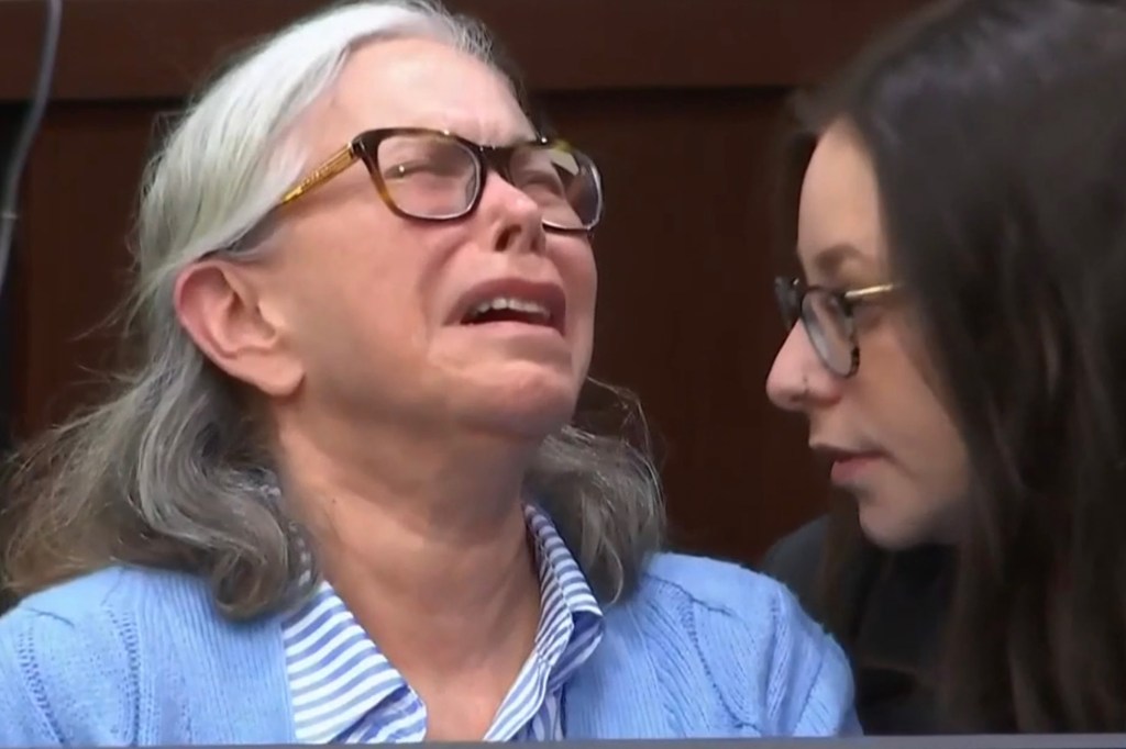 Donna Adelson cries out after being found guilty of murdering her son-in-law in 2014 during a hearing in Tallahassee, Florida on Sept. 4, 2025.