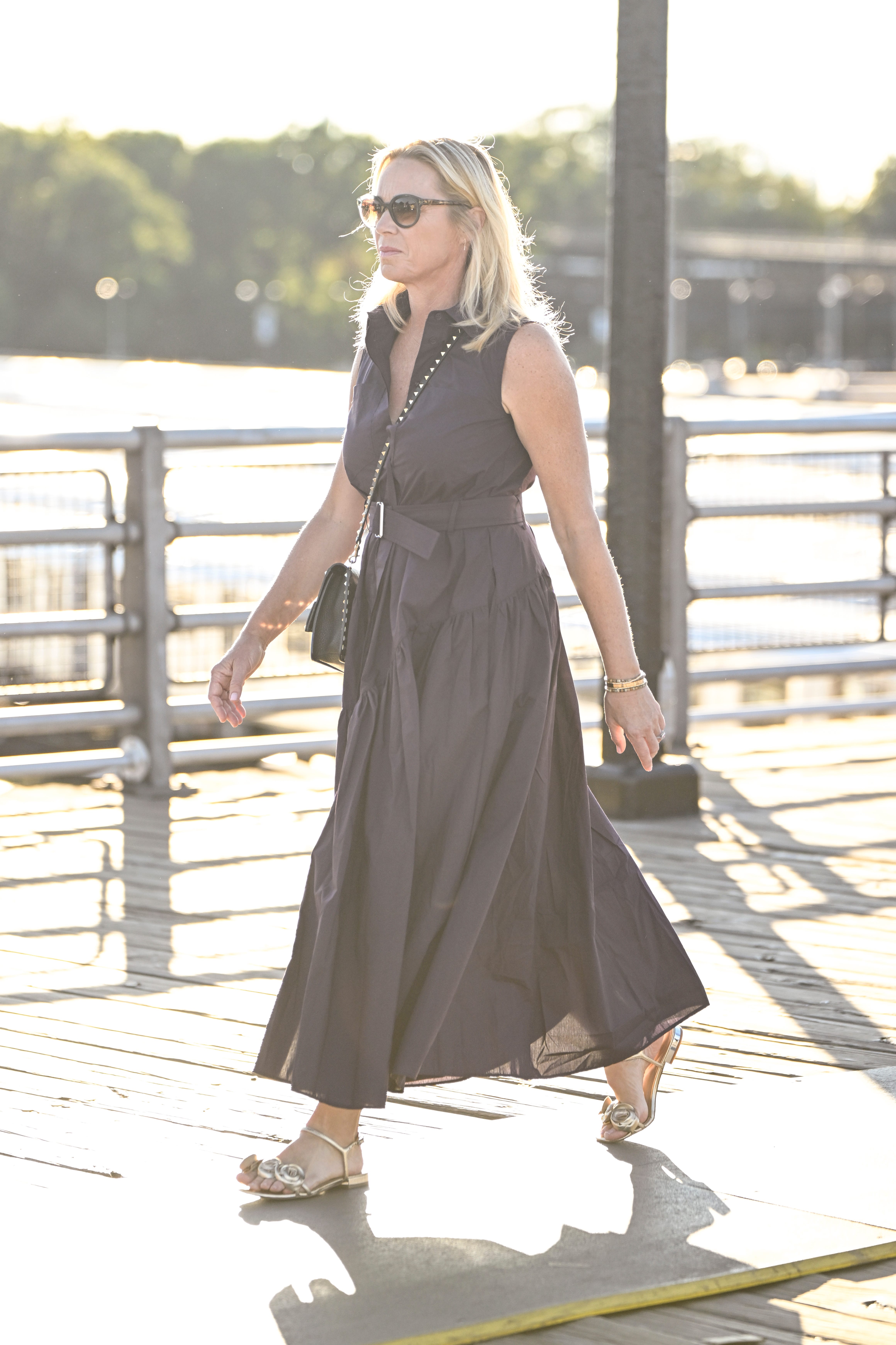 A woman in a black dress.