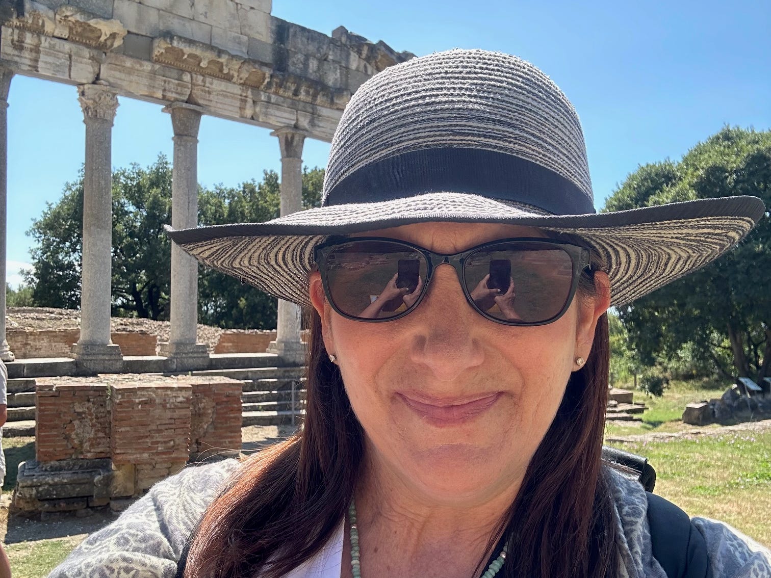 Cheryl Orlov in the ancient city of Apollonia in Albania.