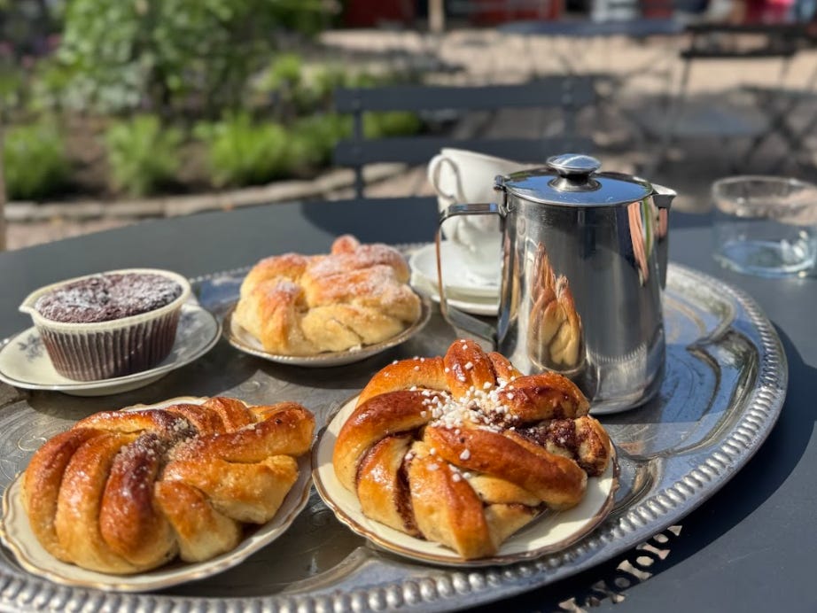 Pastries at a restaurant in Sweden.