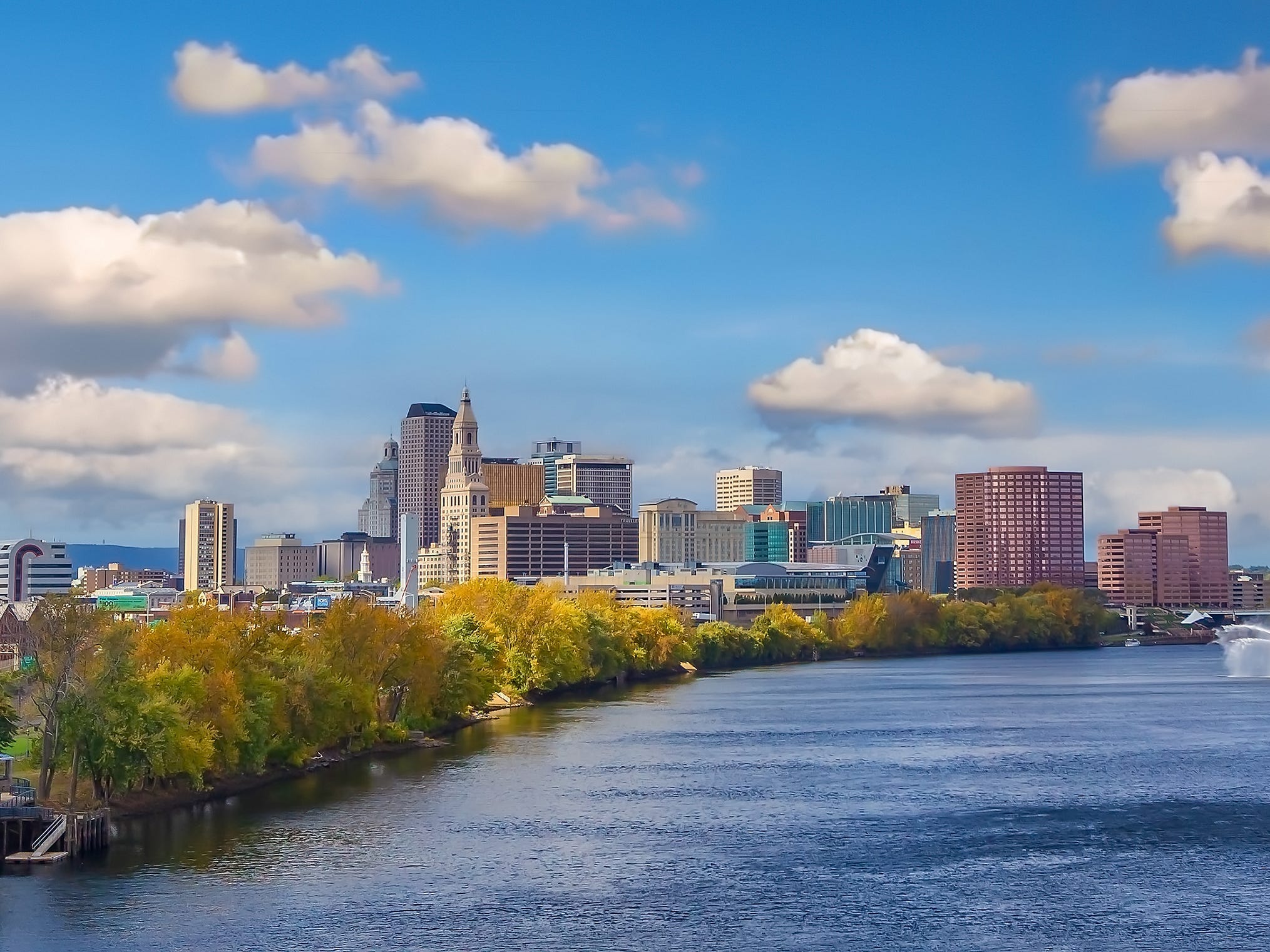 The skyline of Hartford, Connecticut.
