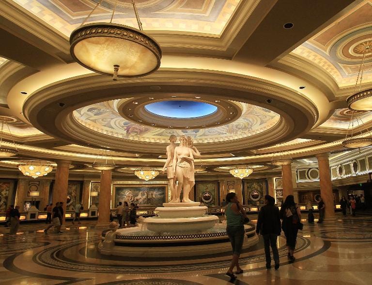 File picture shows a general view inside Caesars Palace Hotel and Casino on March 24, 2010 in Las Vegas, Nevada