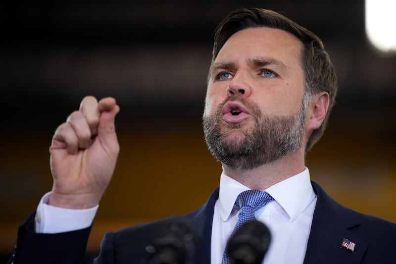 J.D. Vance speaks at Mid-City Steel on August 28, 2025 in La Crosse, Wisconsin.
