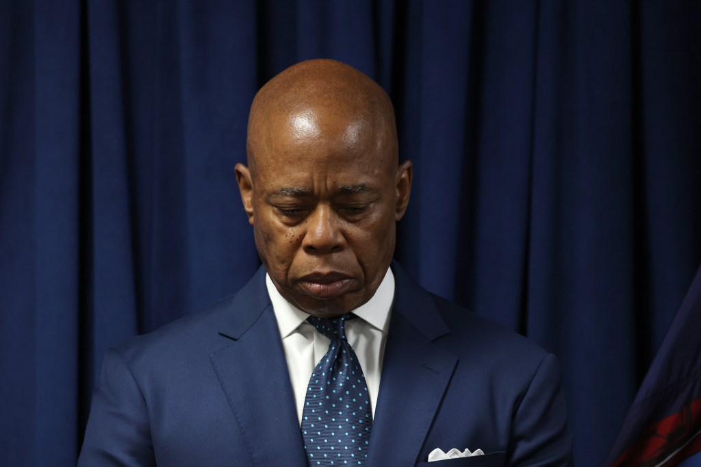 Mayor Eric Adams at a press conference.