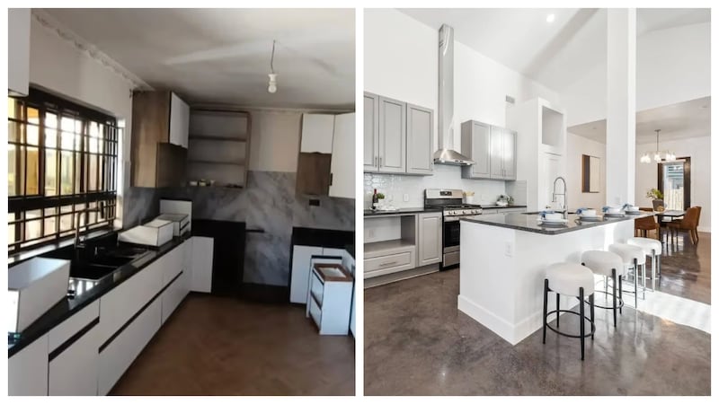 The author “Amarilis J. Yera” tried to pass off the kitchen on the left, pulled from a Kenyan Facebook group, as being the kitchen of the Dallas home, as shown on the right. The real home was sold in July.