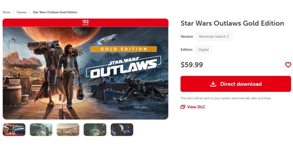 Star Wars Outlaws Switch 2 eShop