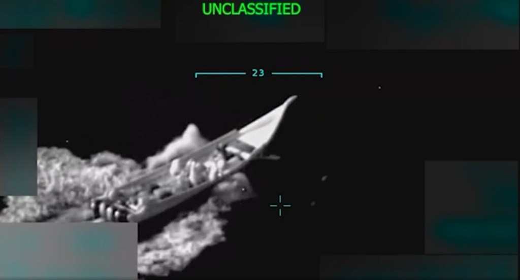 Thermal image of a boat exploding.