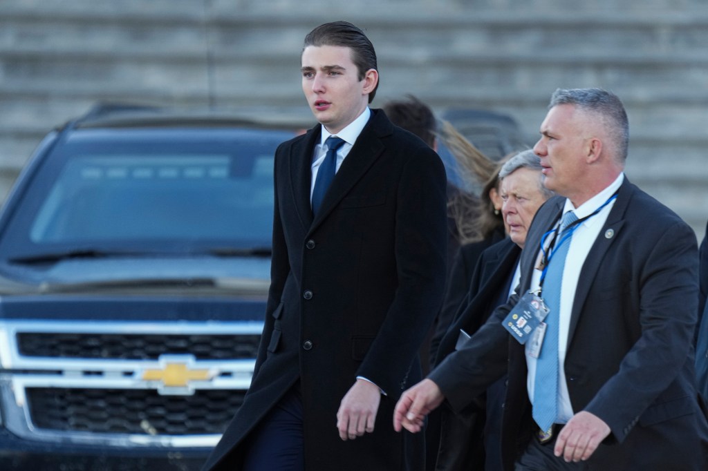 WASHINGTON, DC - JANUARY 20: Barron Trump departs from the East Front of the United States Capitol after the Inauguration of President Donald Trump on January 20, 2025 in Washington, DC. Donald Trump takes office for his second term as the 47th president of the United States. (Photo by Chris Kleponis - Pool/Getty Images)
