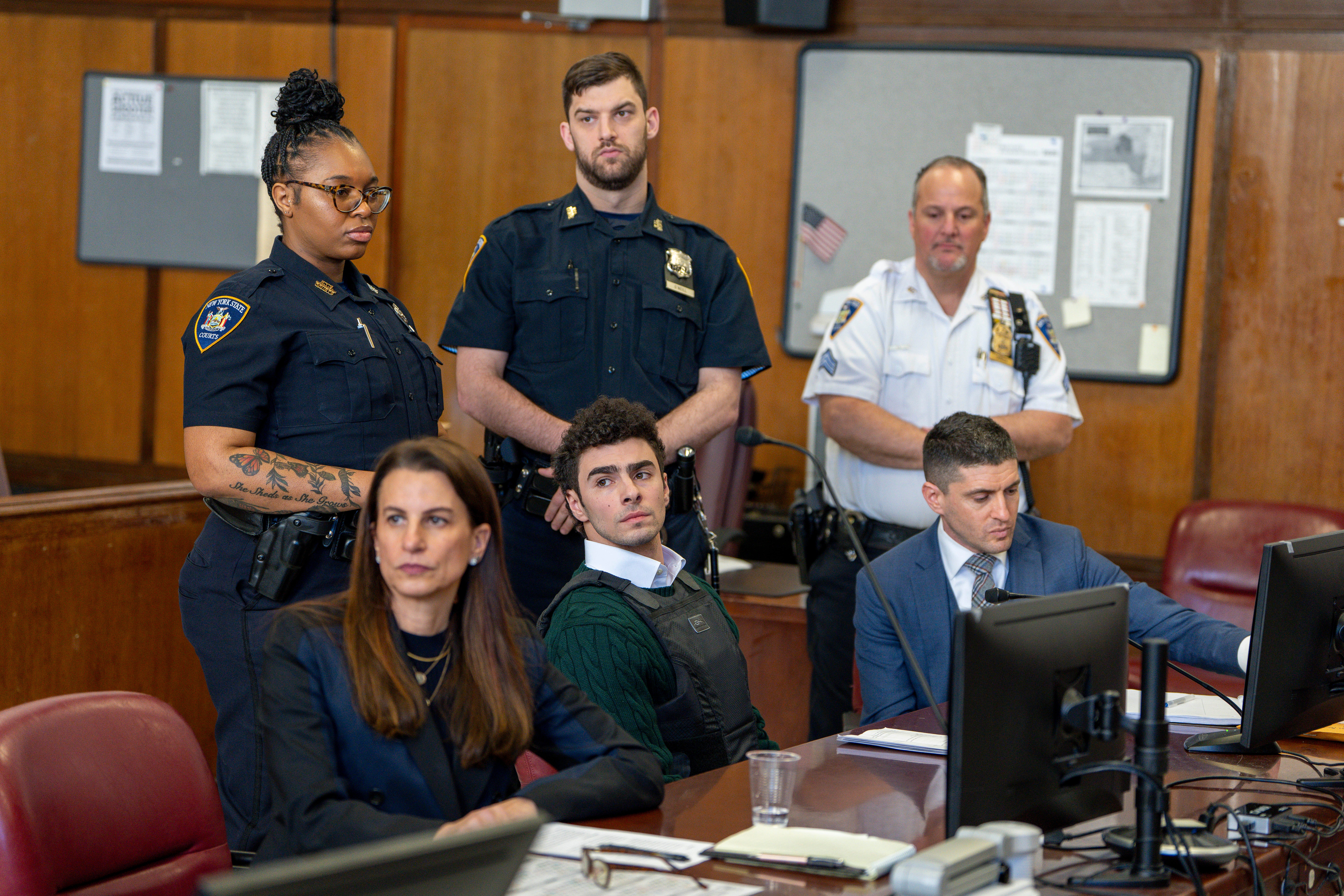 Luigi Mangione at the defense table in state court in Manhattan in February, 2025.