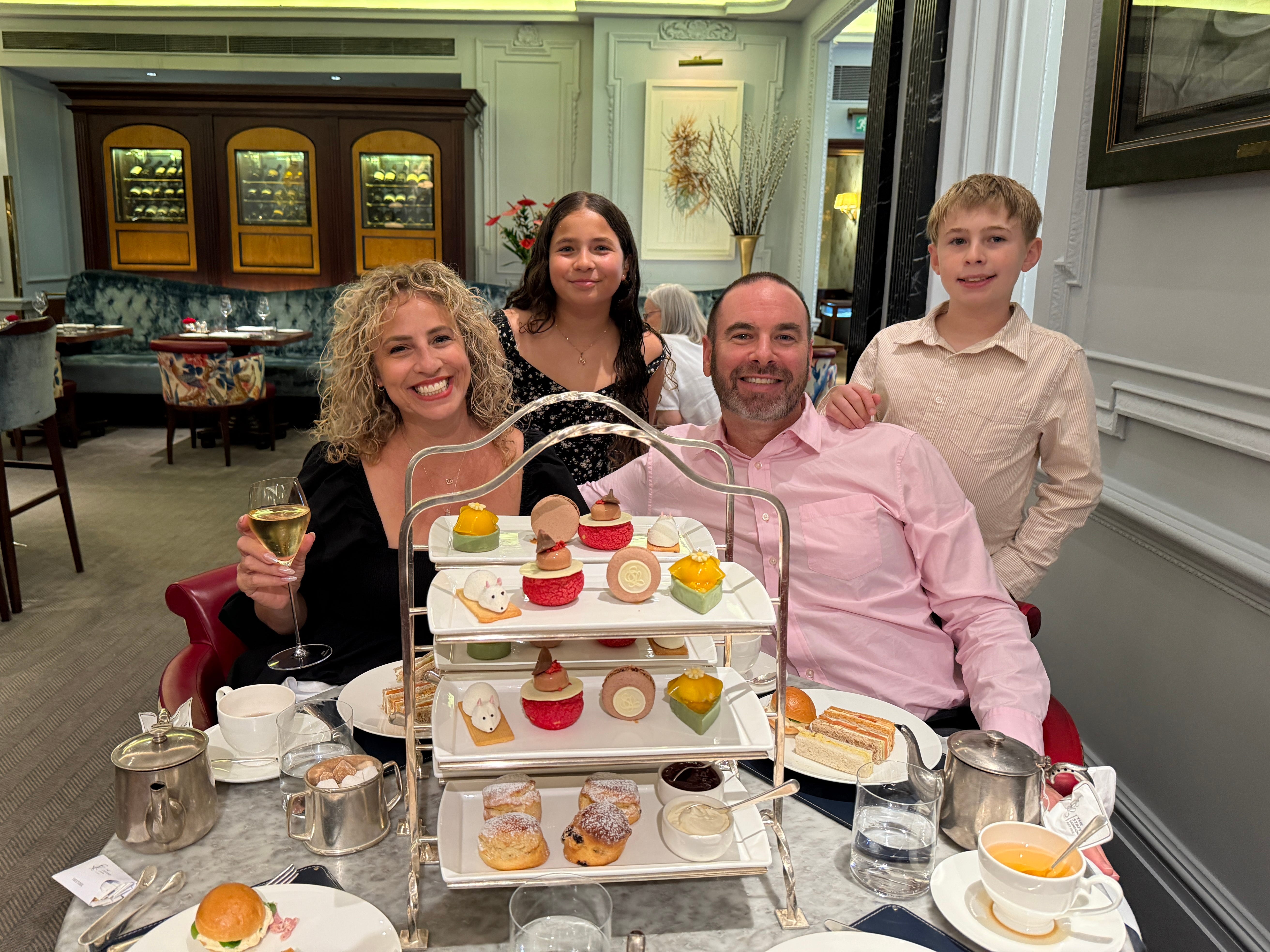 The family at tea in London.