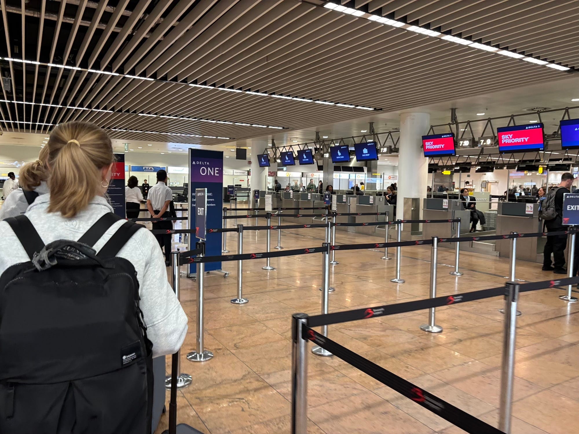 The boarding area of a Delta airline.
